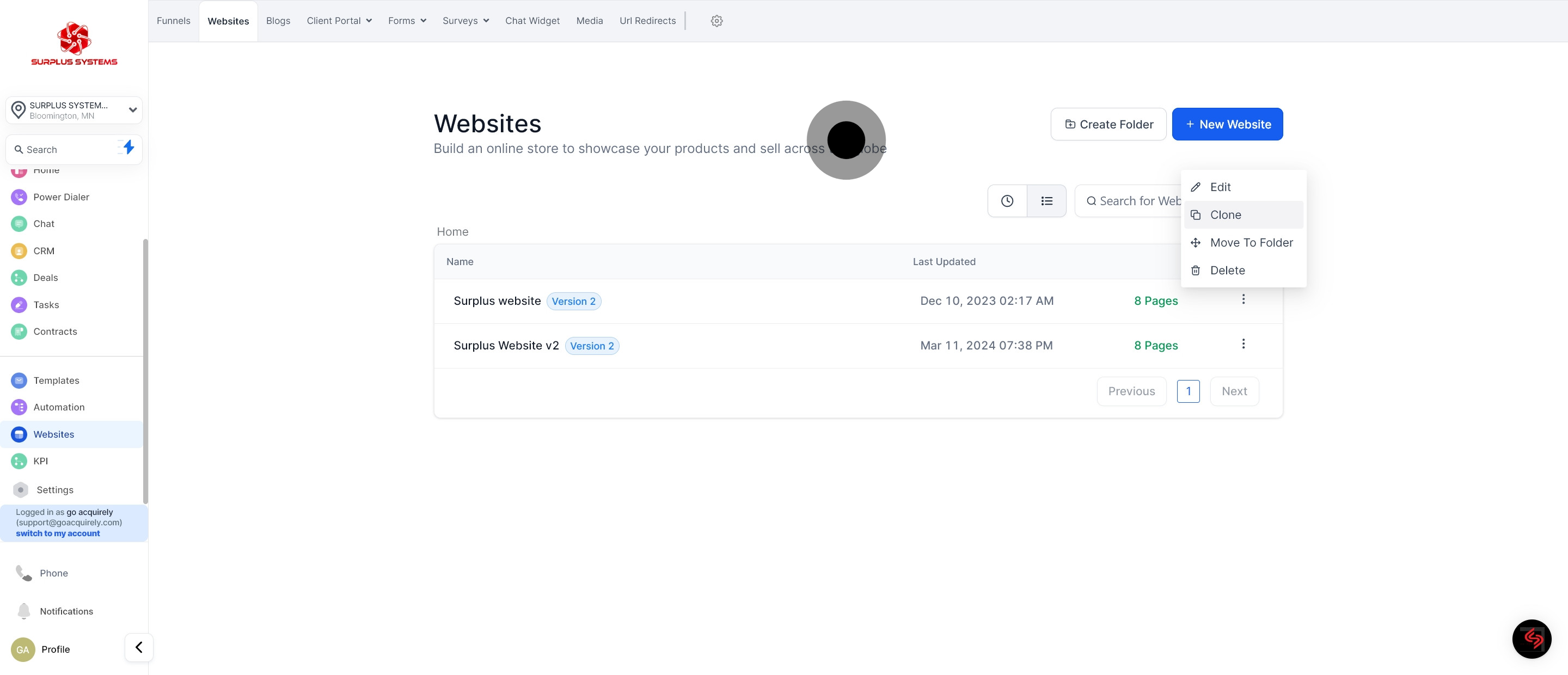 11 Then, click on "Clone".