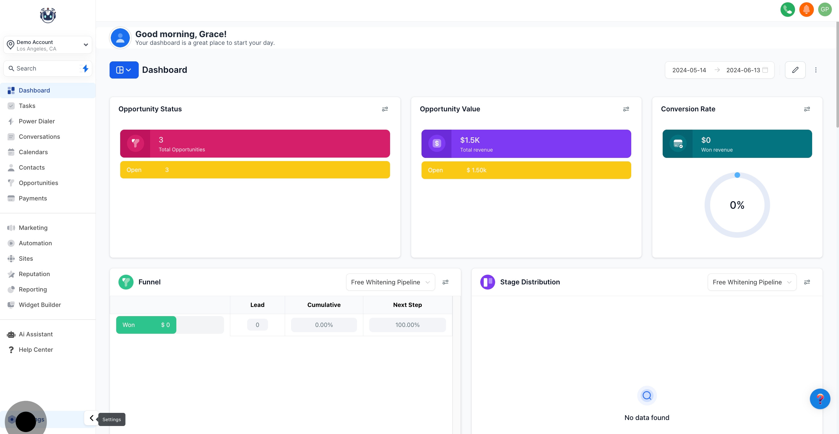 1 To start, click on "Settings".