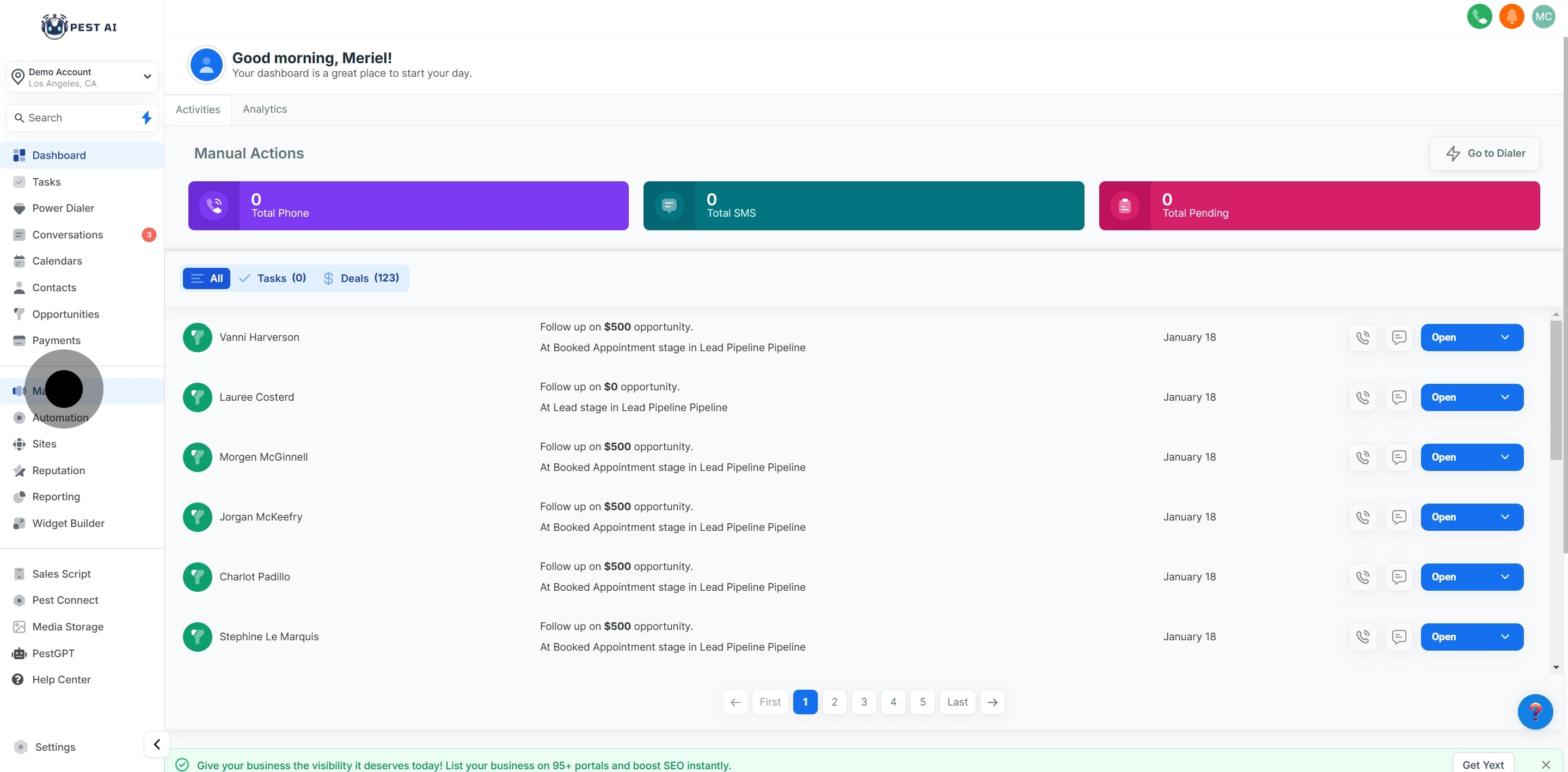 1 To begin, click on "Marketing".