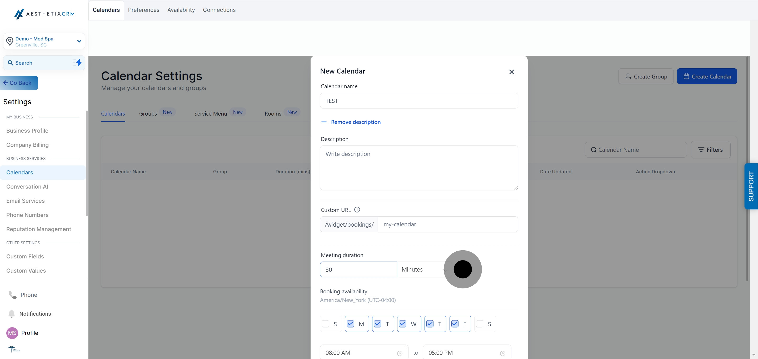 9 Click on "Meeting duration".