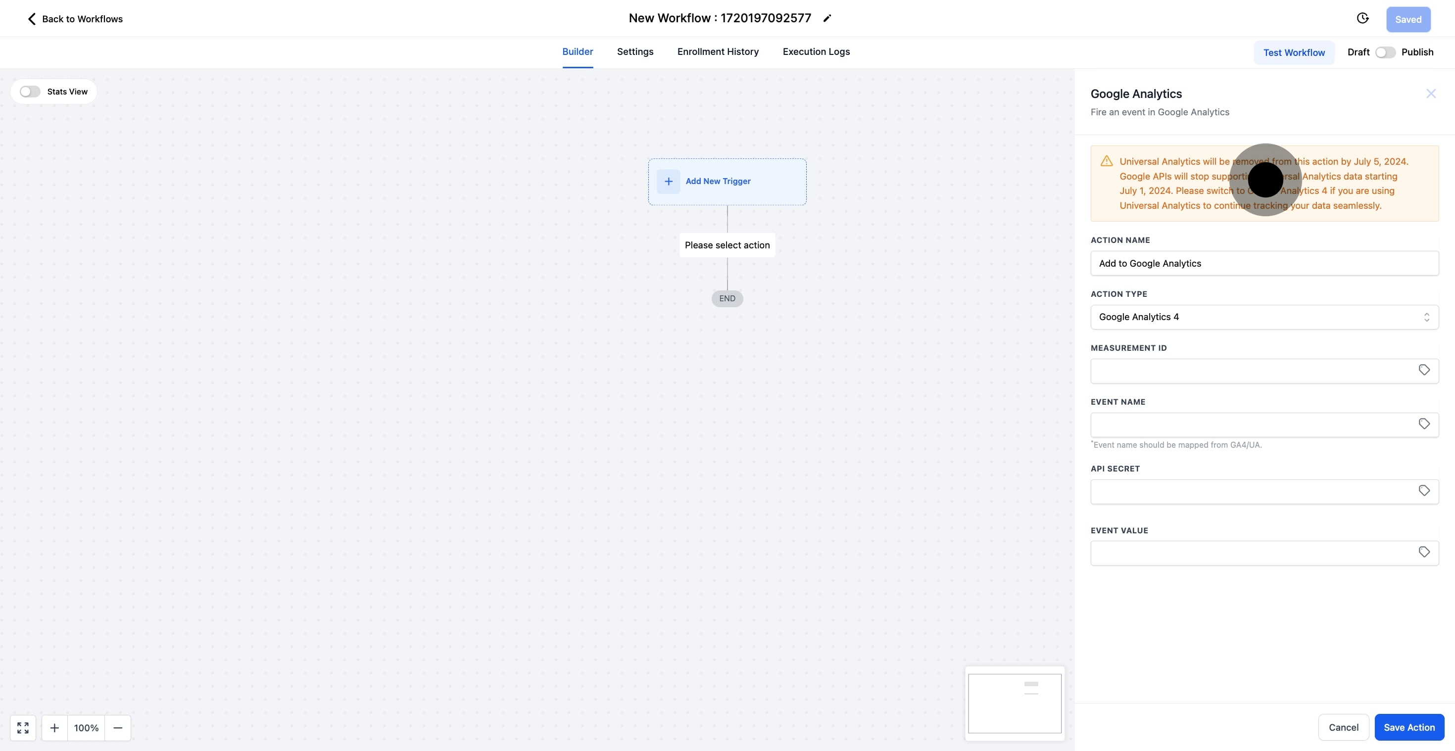 8 Click on "Action Name".