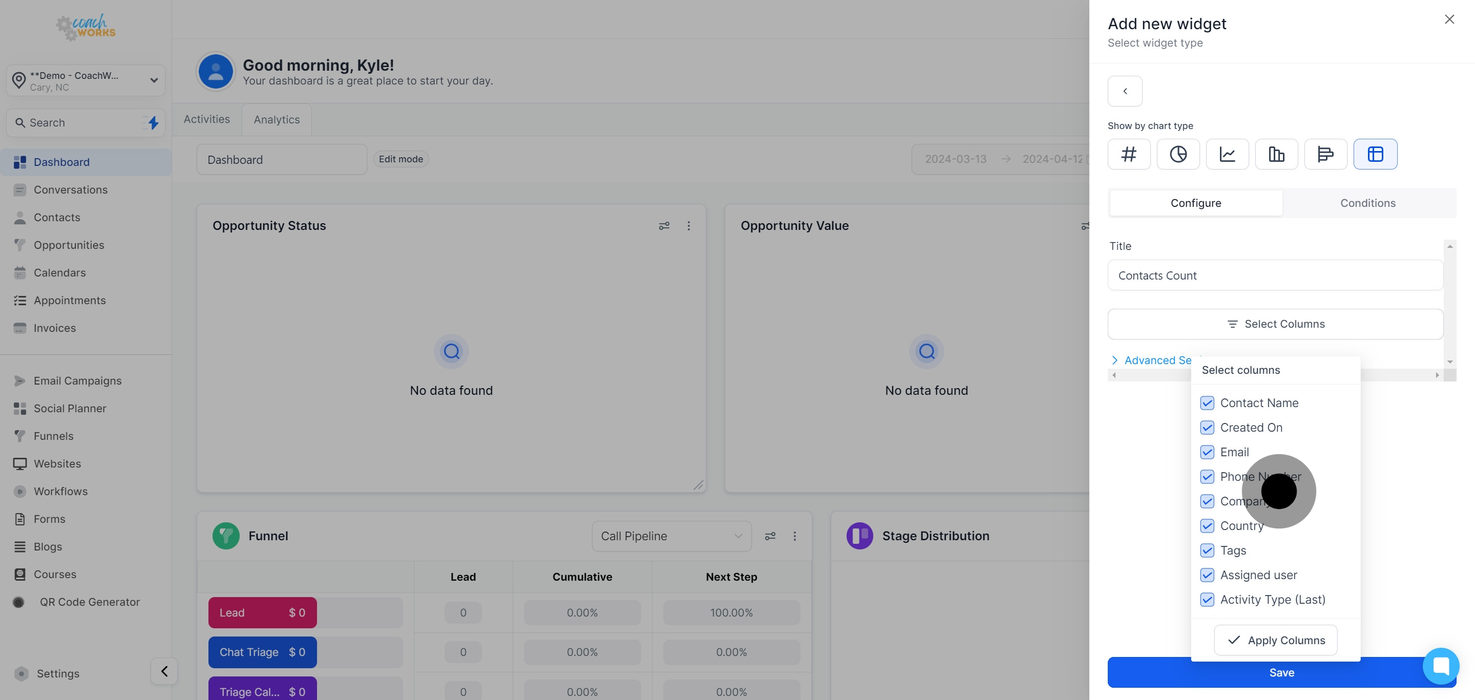12 Afterwards, click on "Select columns".