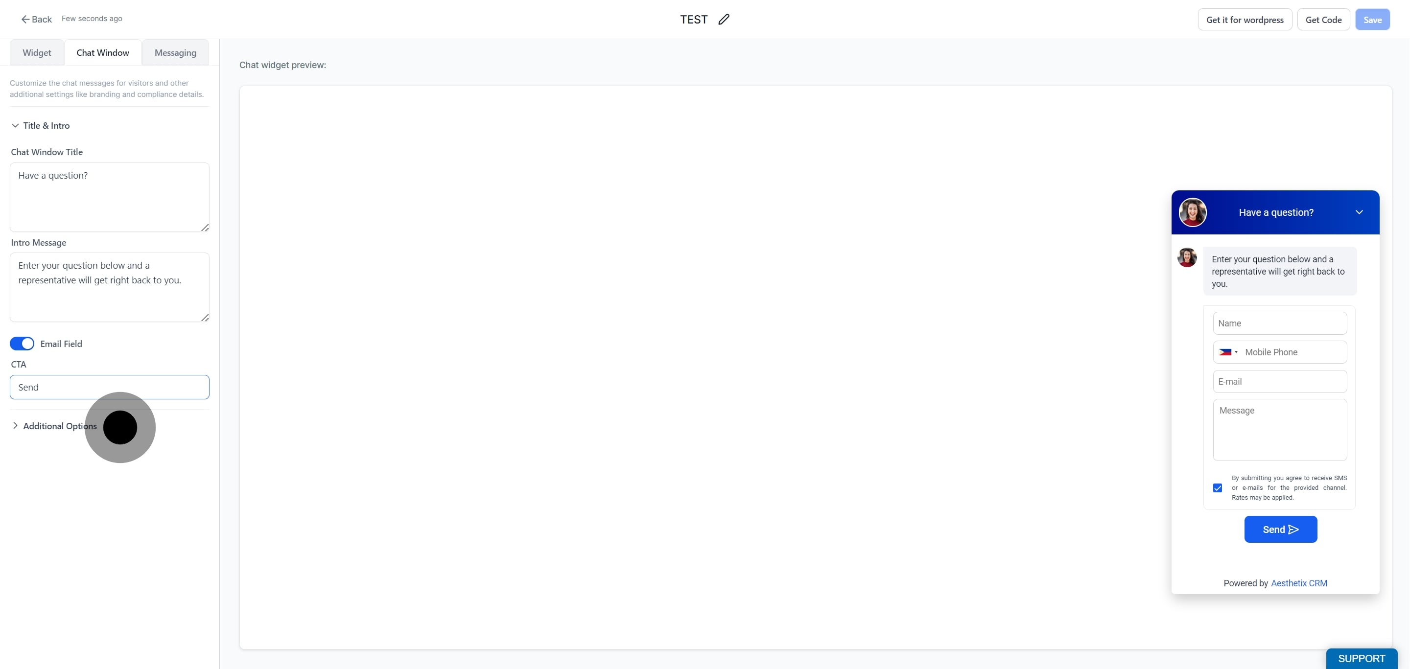 9 Following that, click on "Customize the chat messages for visitors and other additiona...".