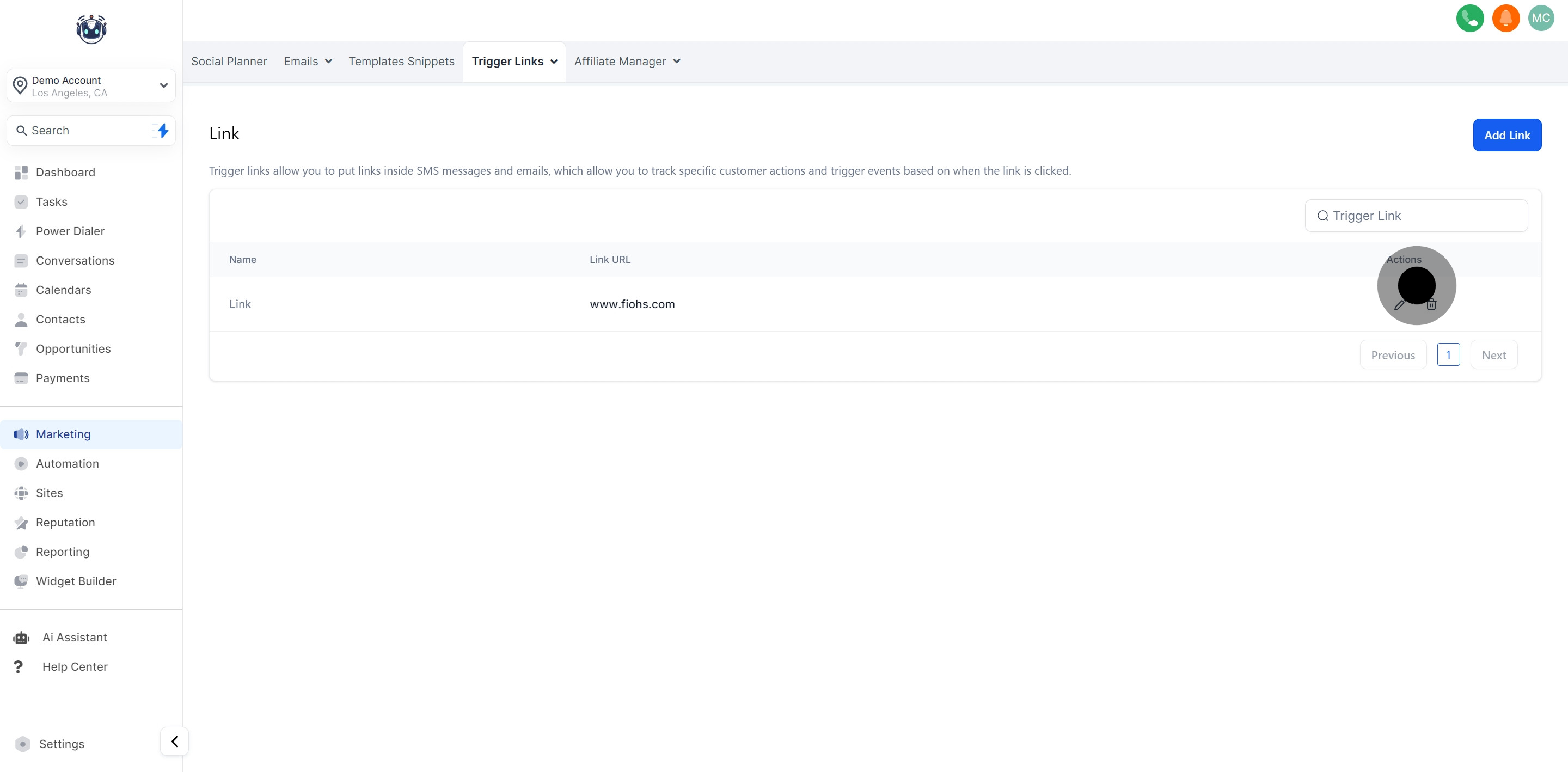 5 Click on "Actions".