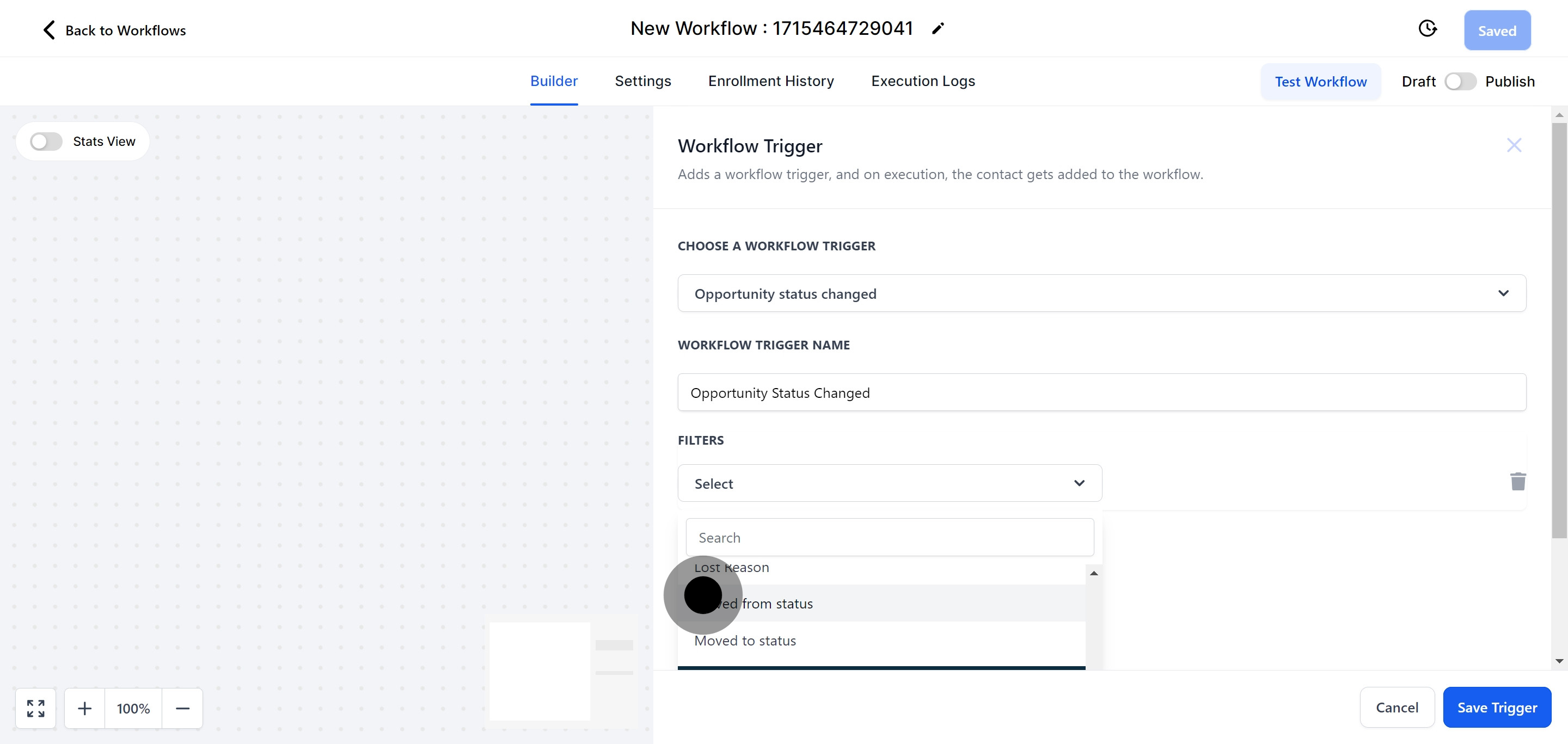 12 Click on "Moved from status".