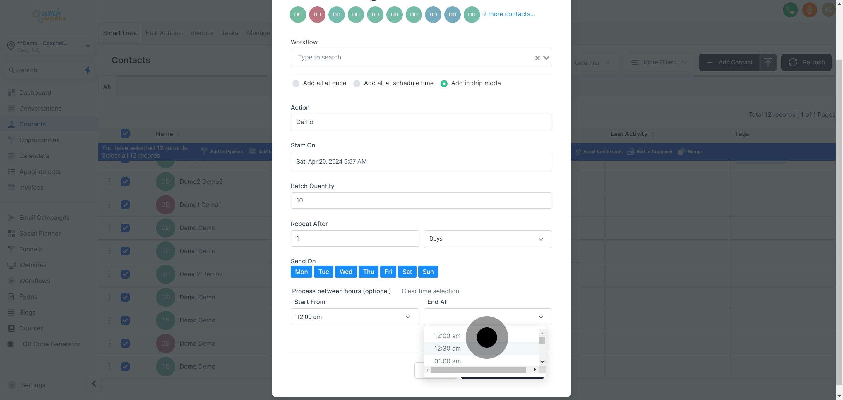 17 Click on "12:30 am".