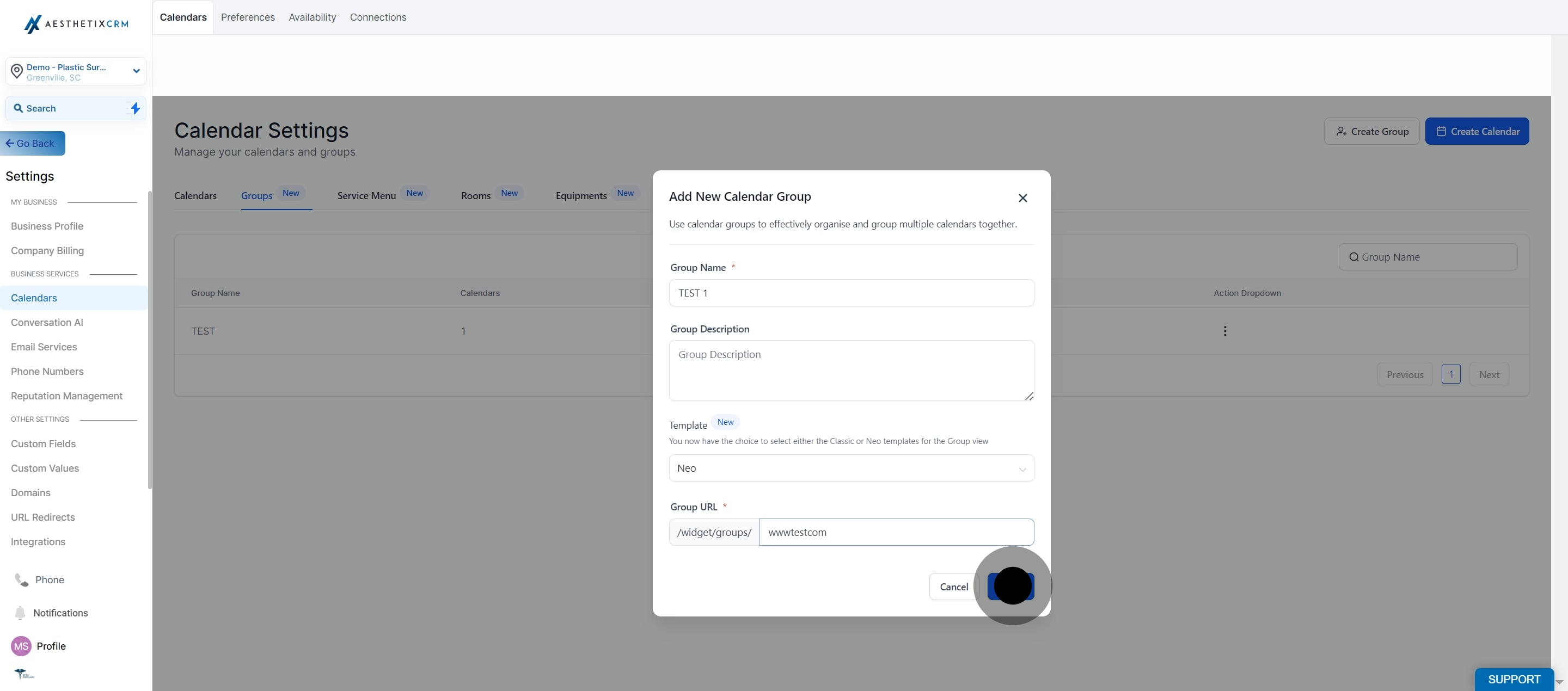 9 Click on "Create".