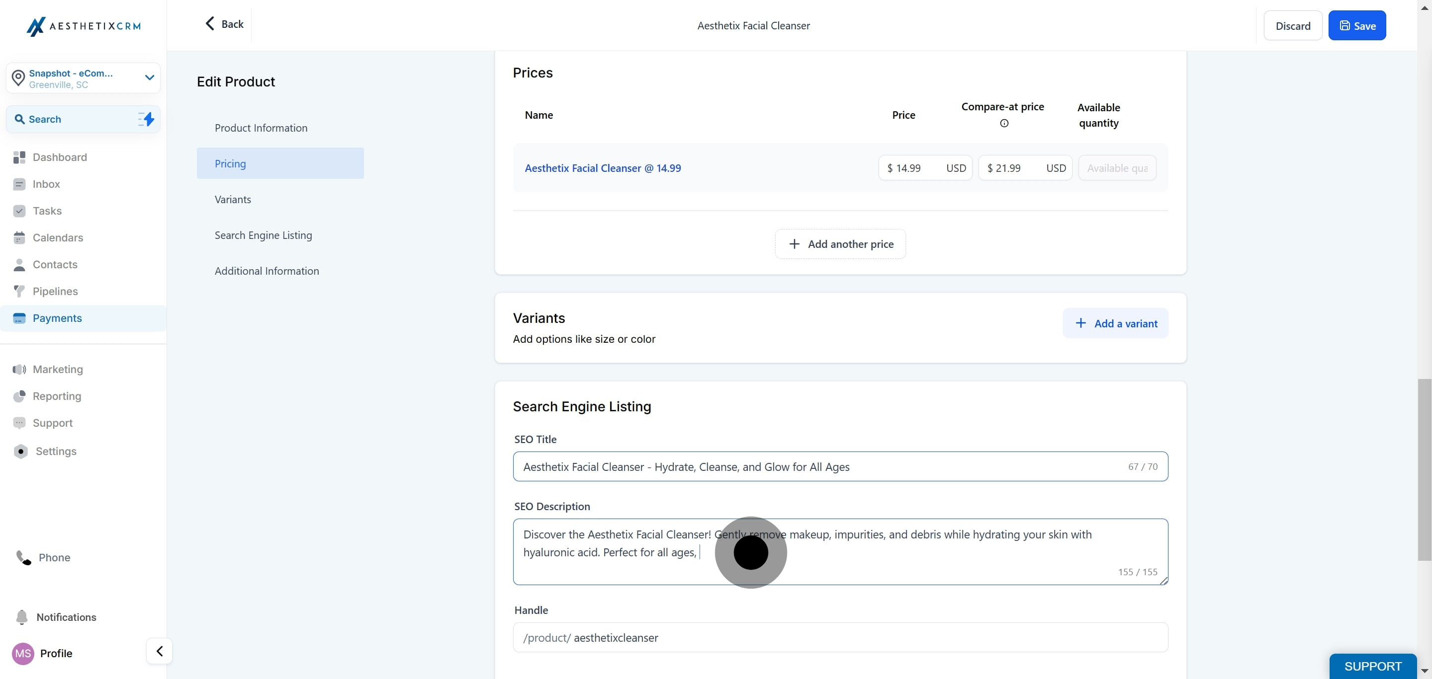 6 After, click on the element.