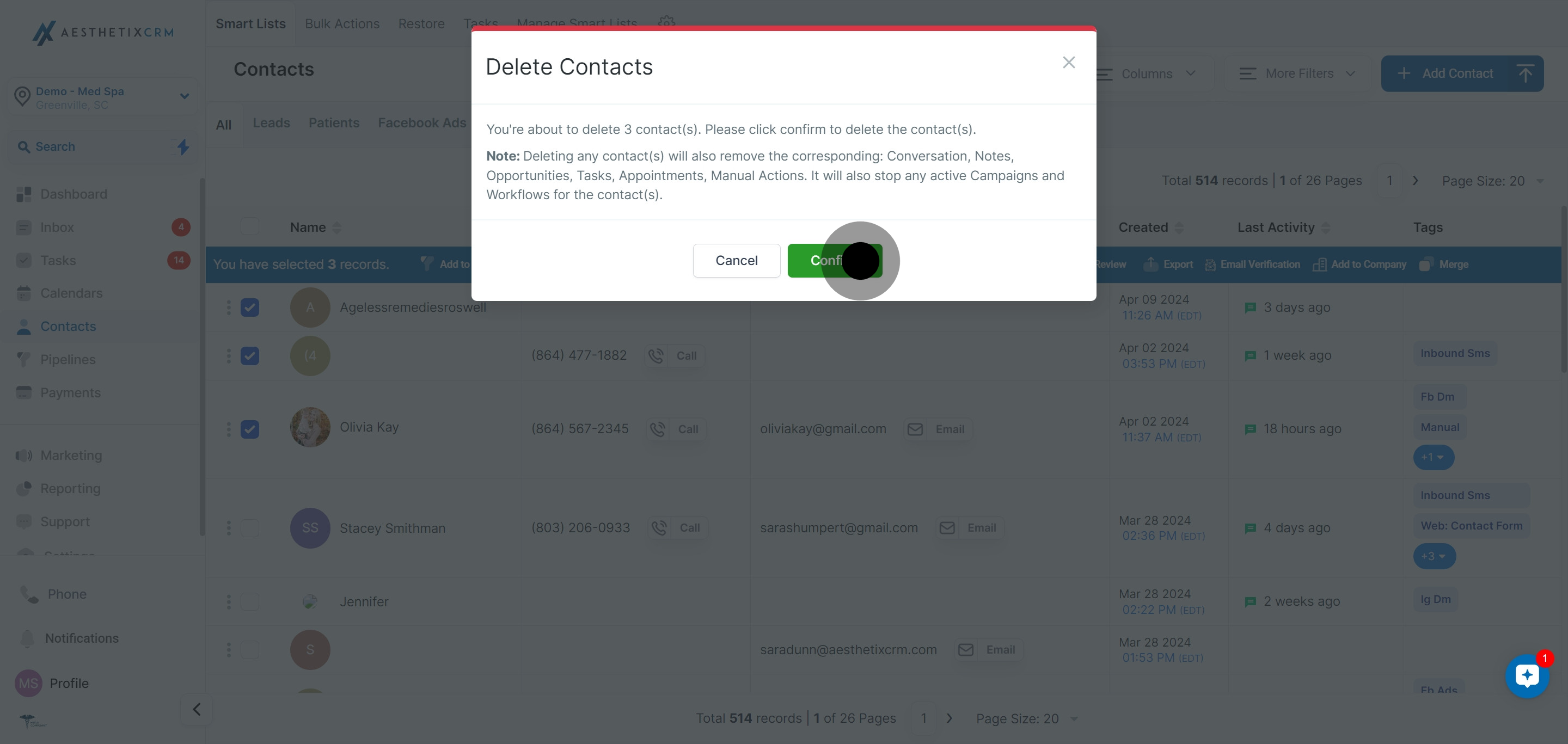 5 Click on "Confirm".
