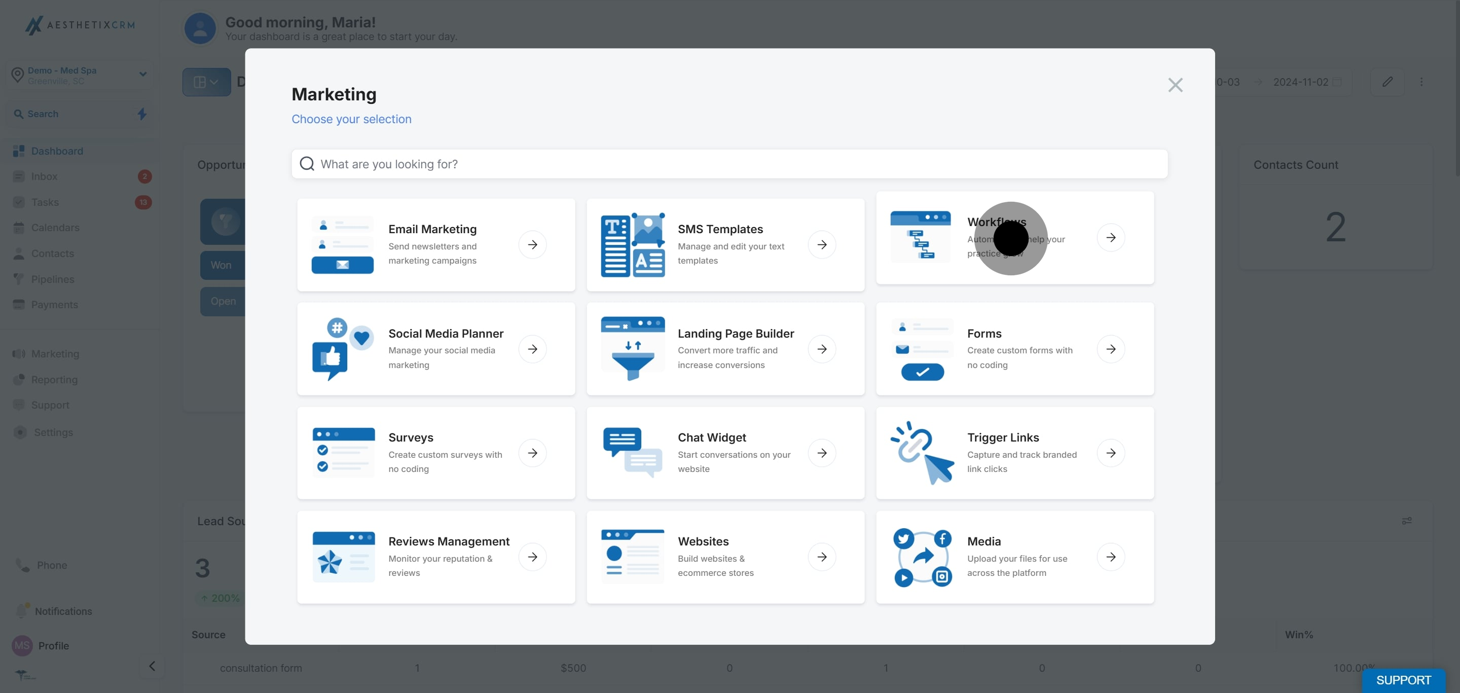 2 Click on "Automation to help your practice grow".