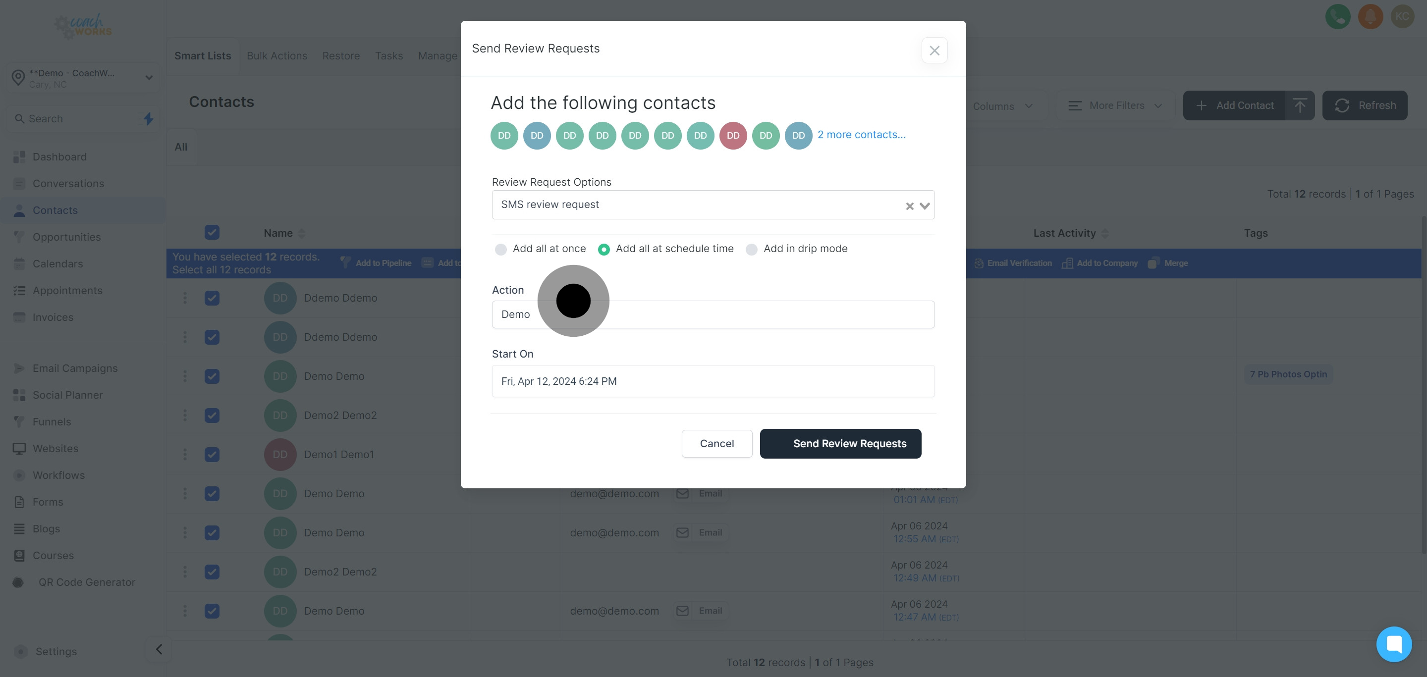 13 After, click on "Send Review Requests".