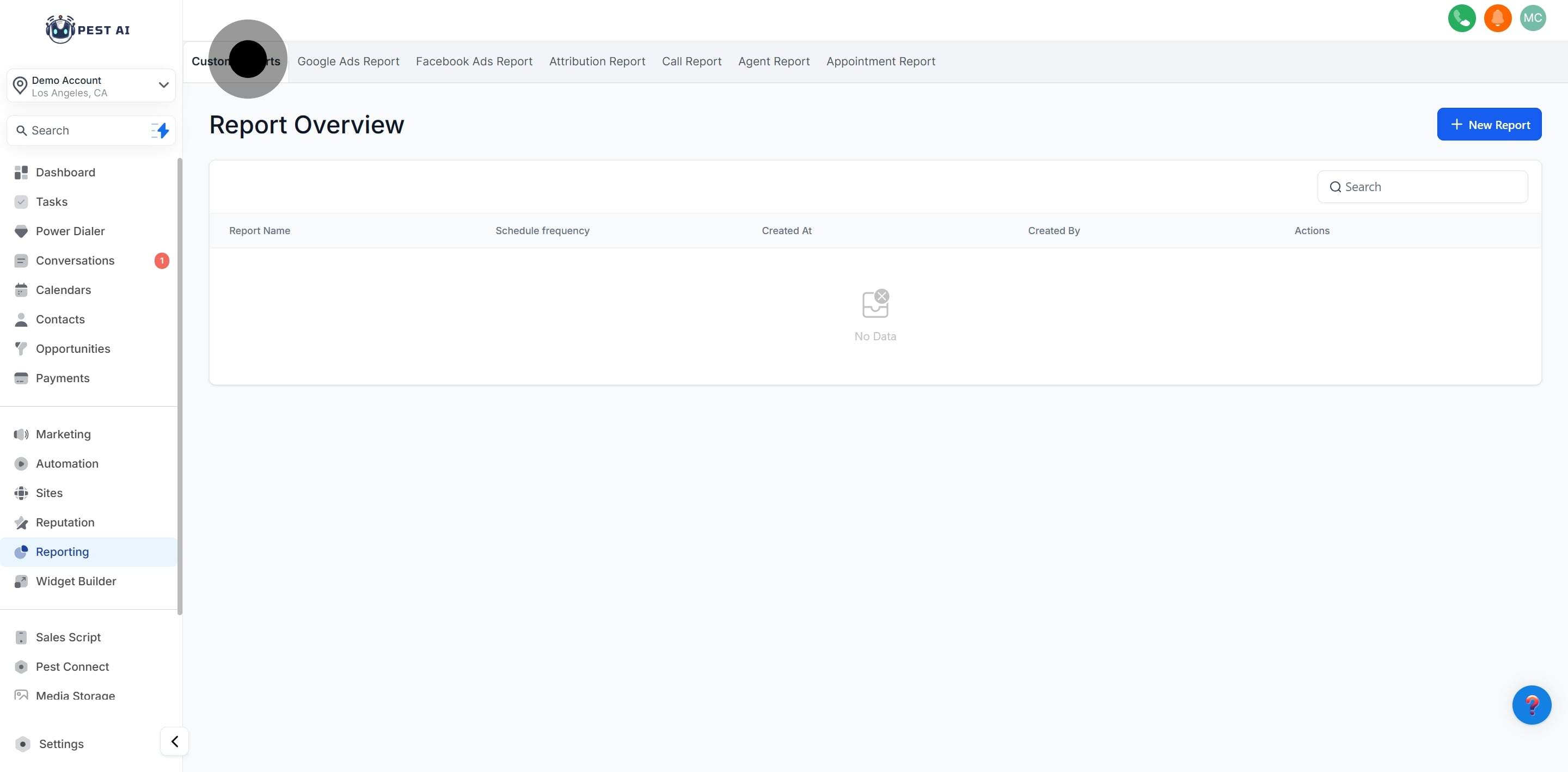 2 Next, click on "Custom Reports".