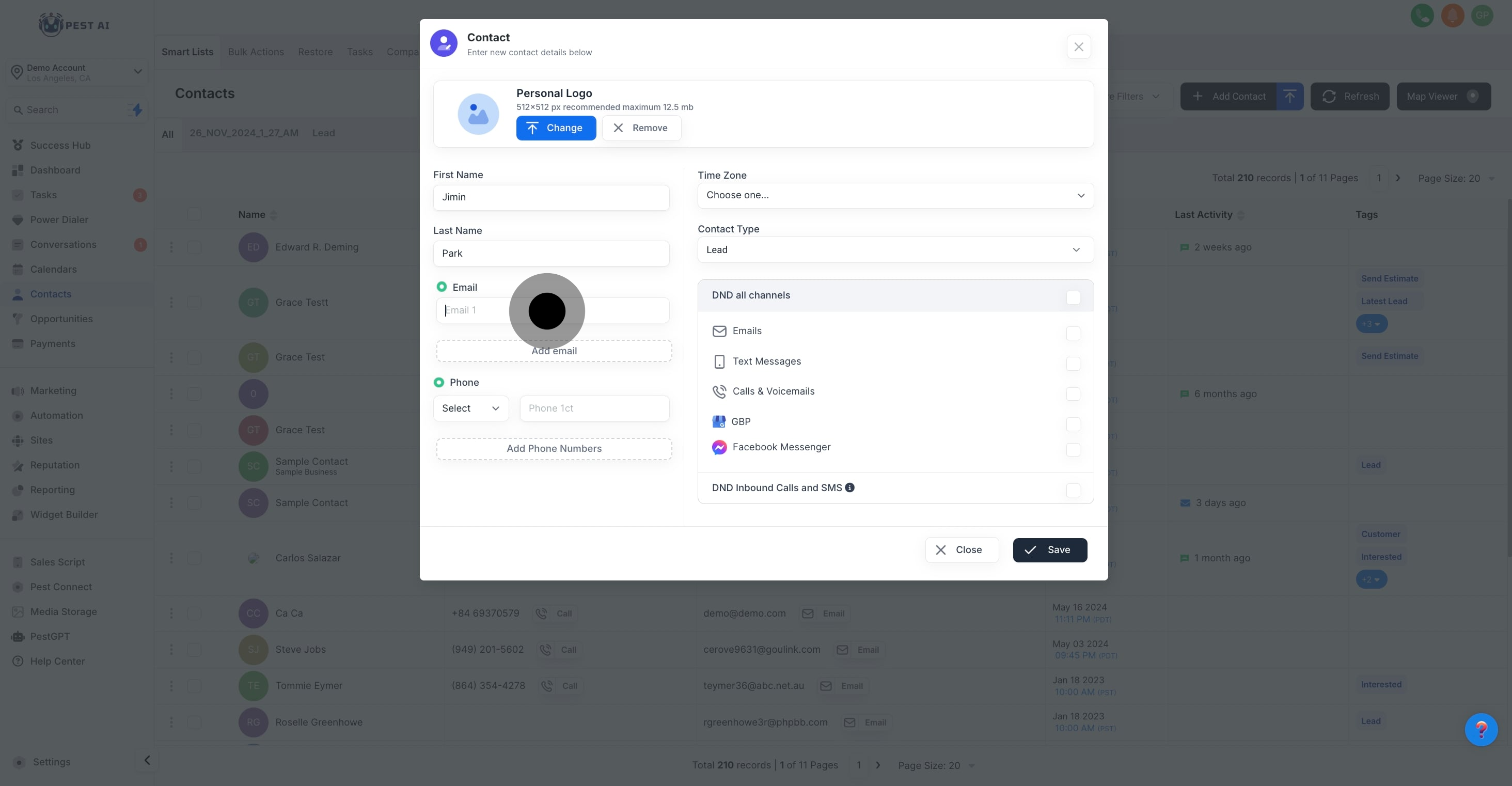 7 Click on the element.