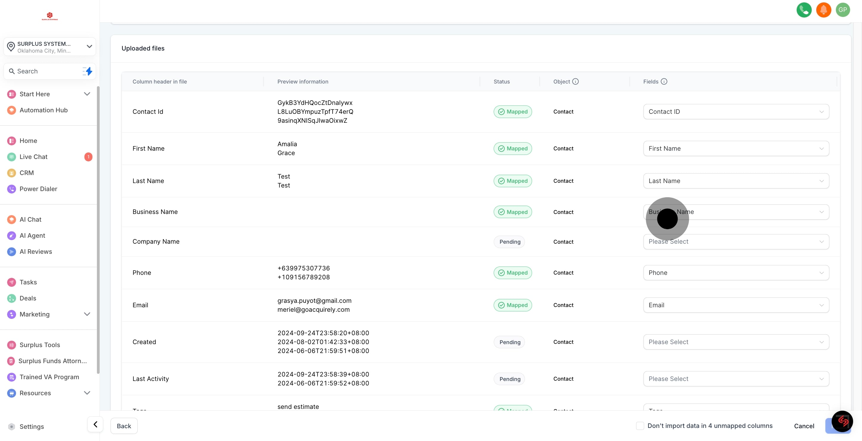 8 After, click on "Uploaded files".