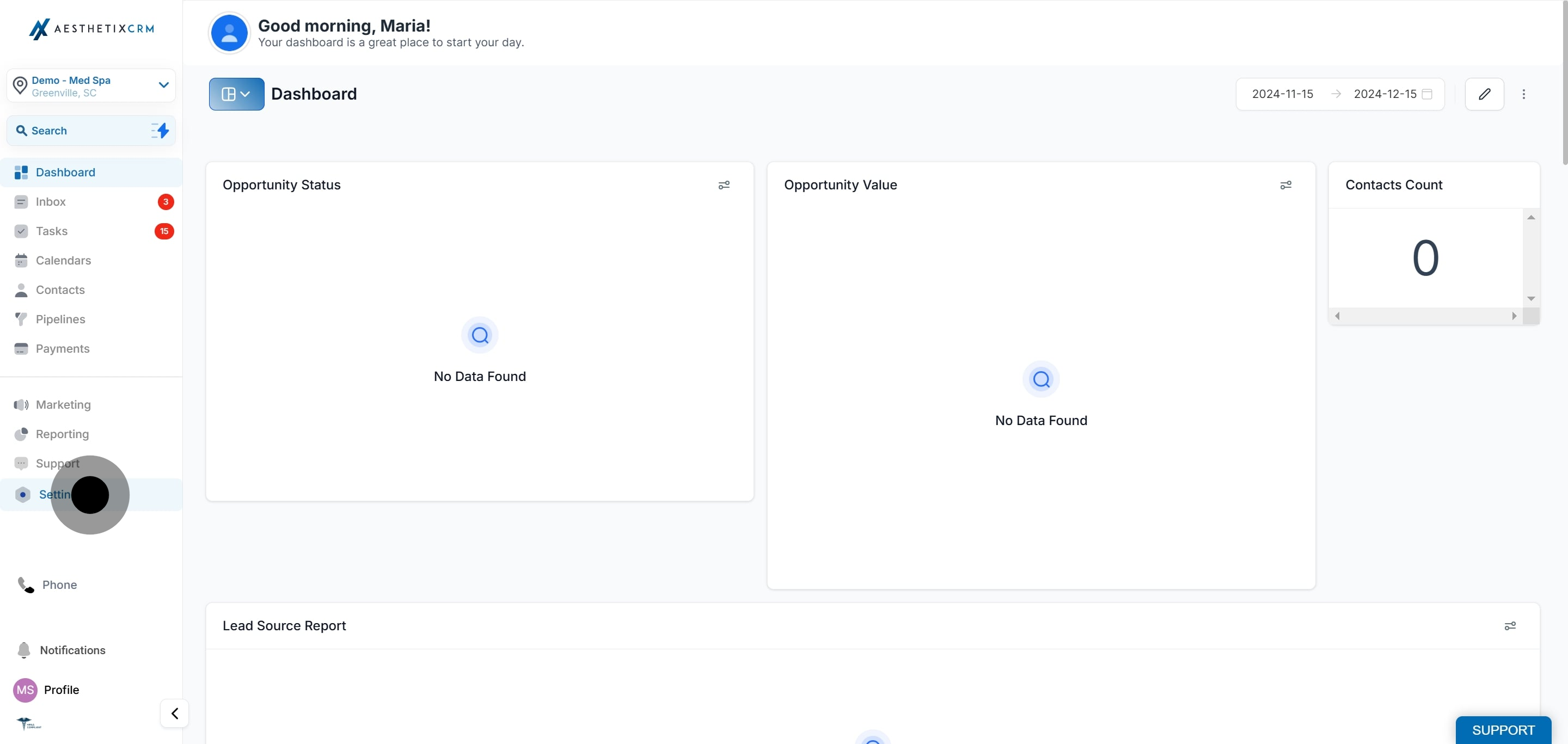 1 Click on the element.