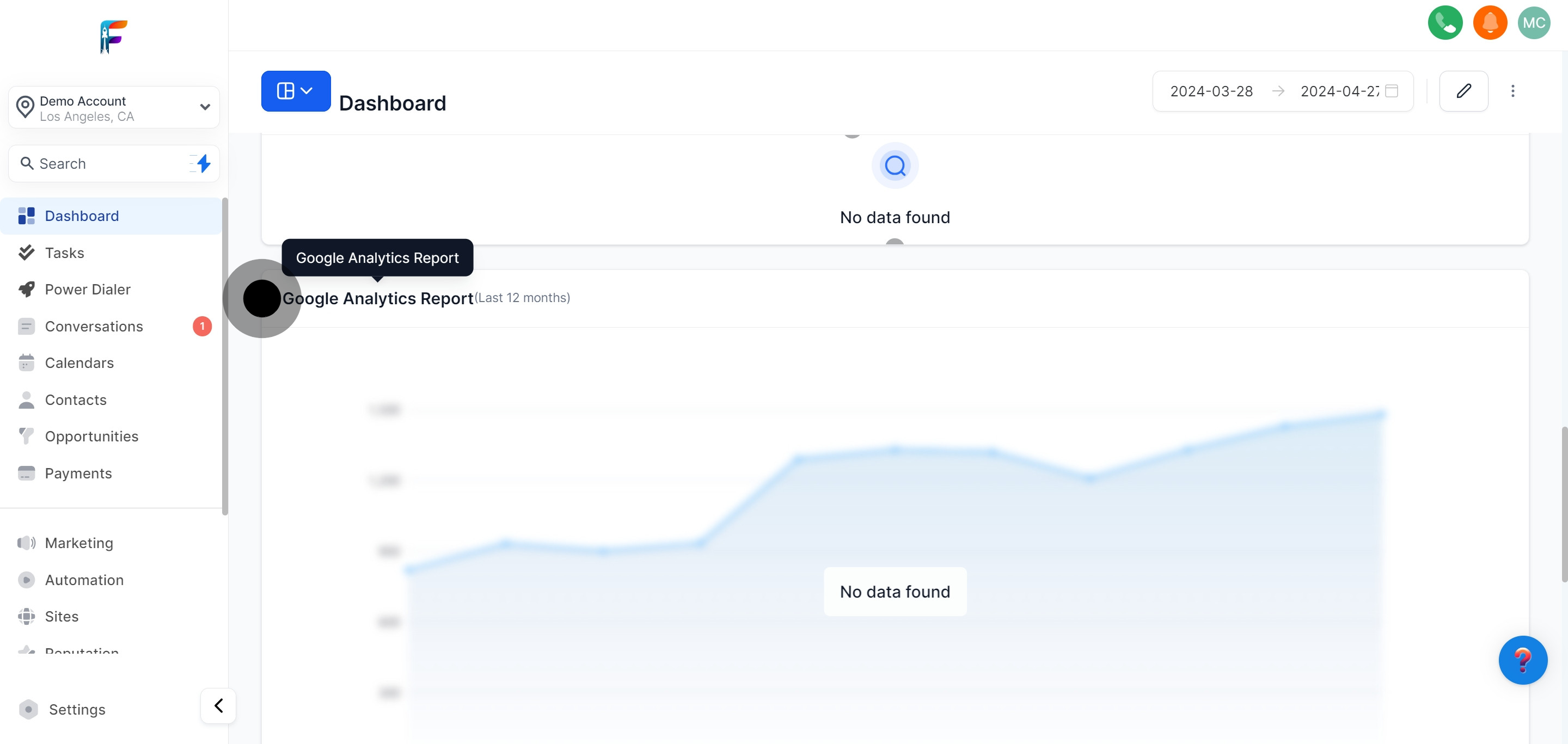 20 Following that, click on "Google Analytics Report".