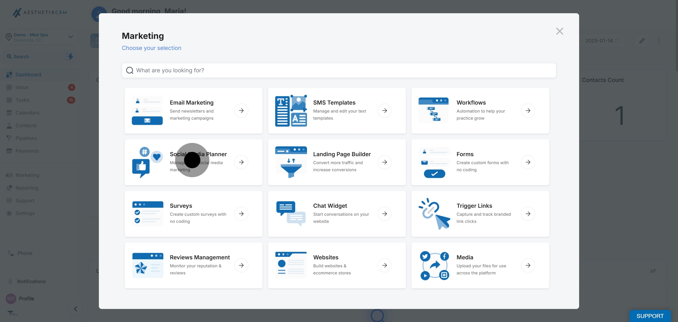 2 After that, click on "Marketing".