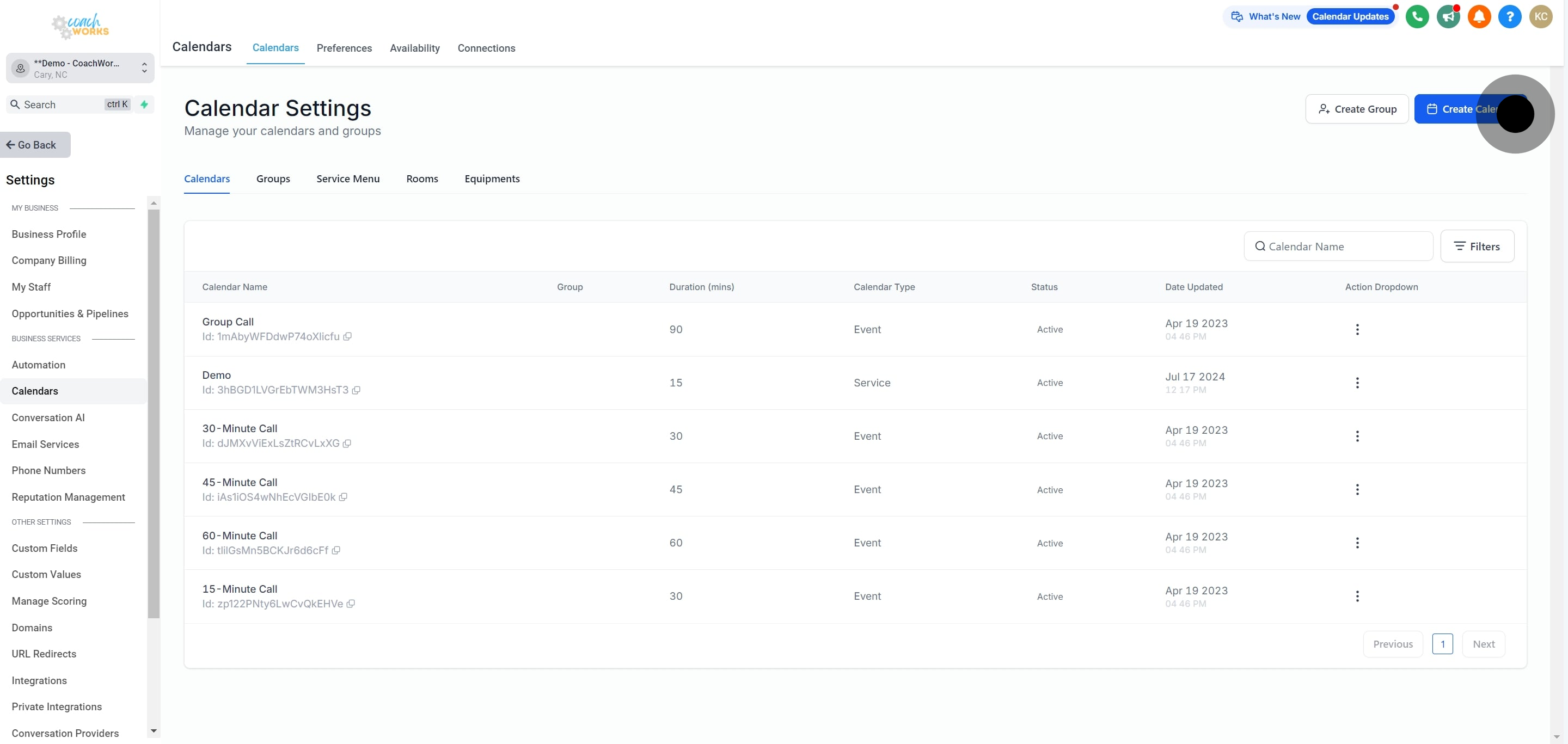 4 Following that, click on "Create Calendar".