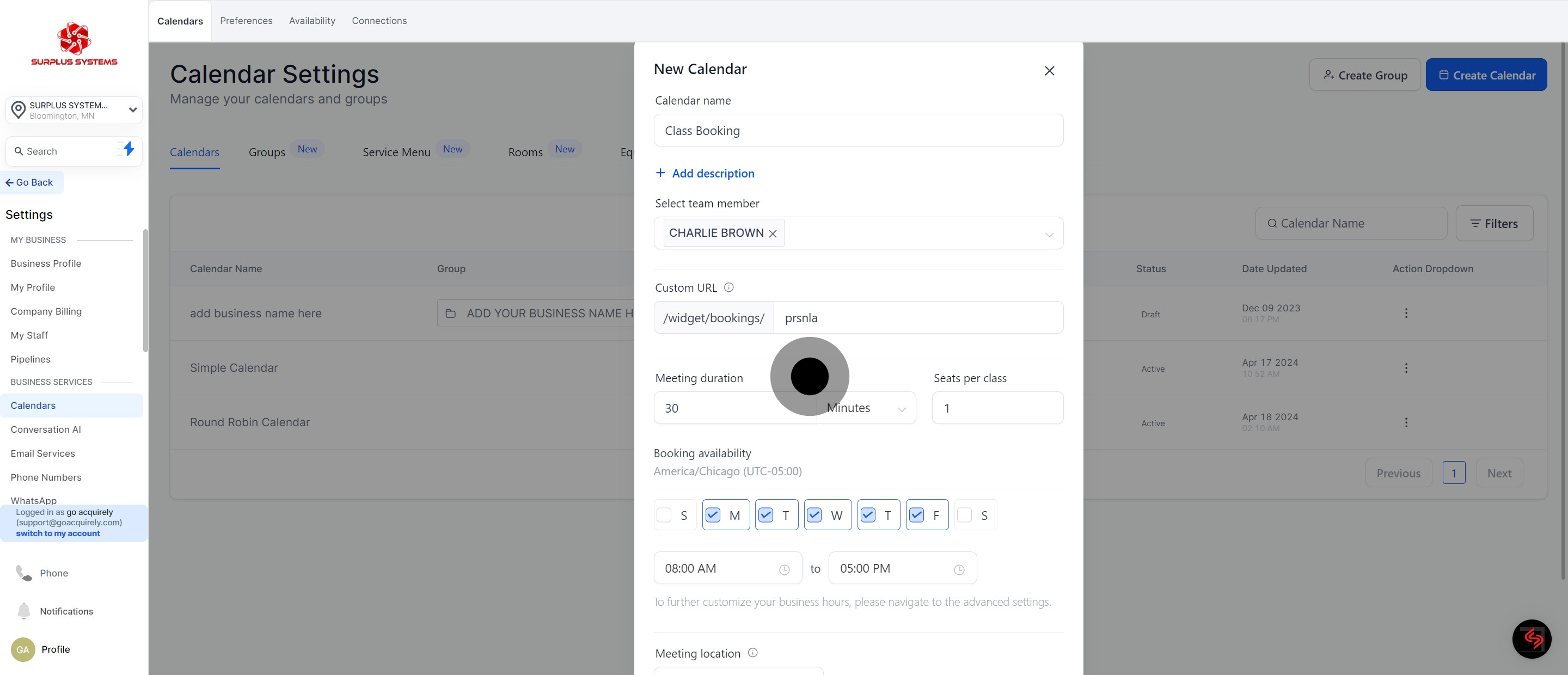 9 Now, click on "Meeting duration".