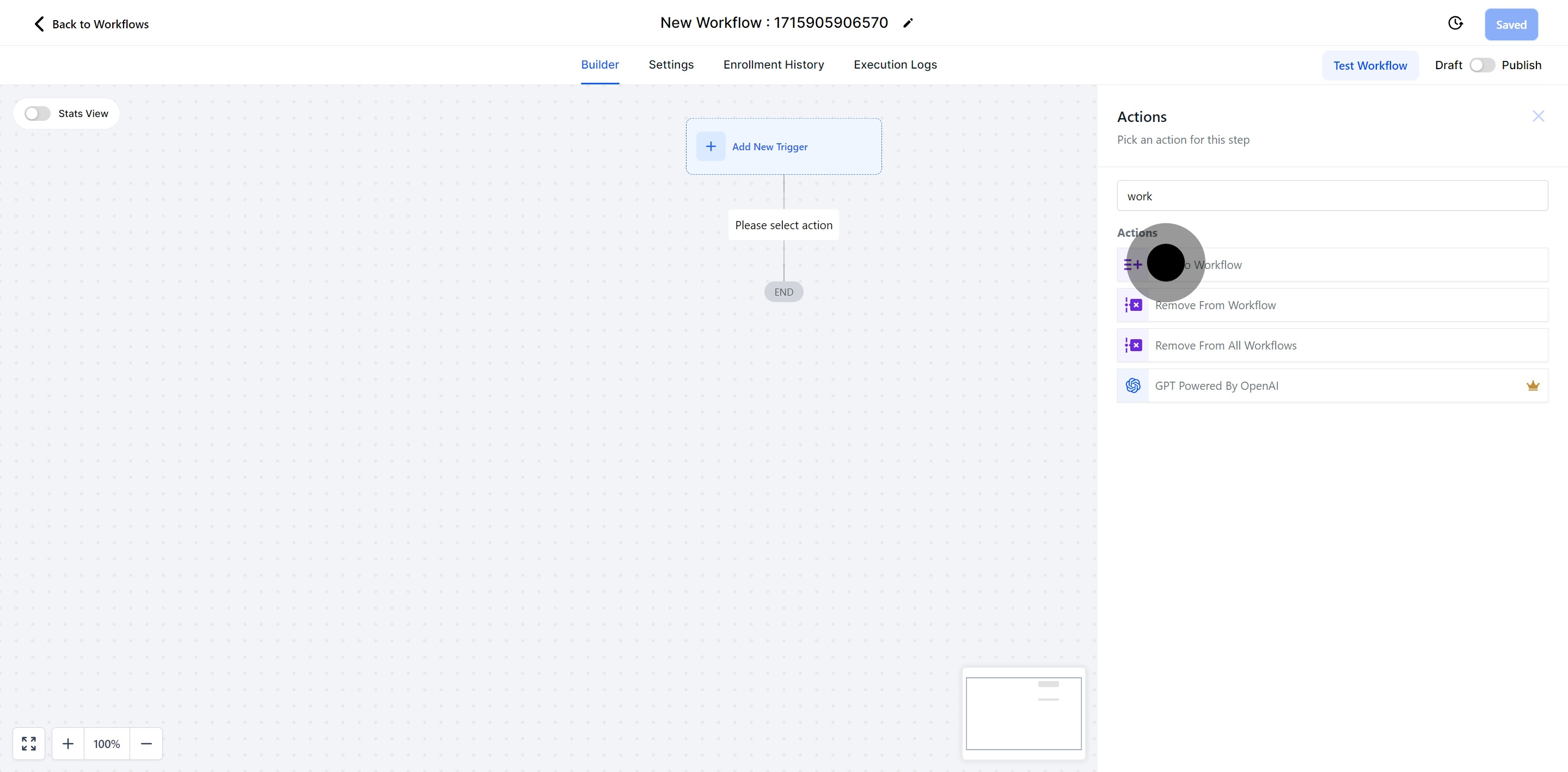 5 Click on "Add To Workflow".