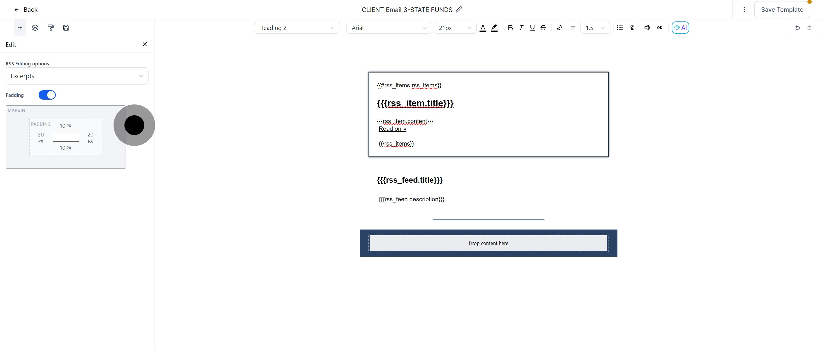 12 Click on "Save Template".