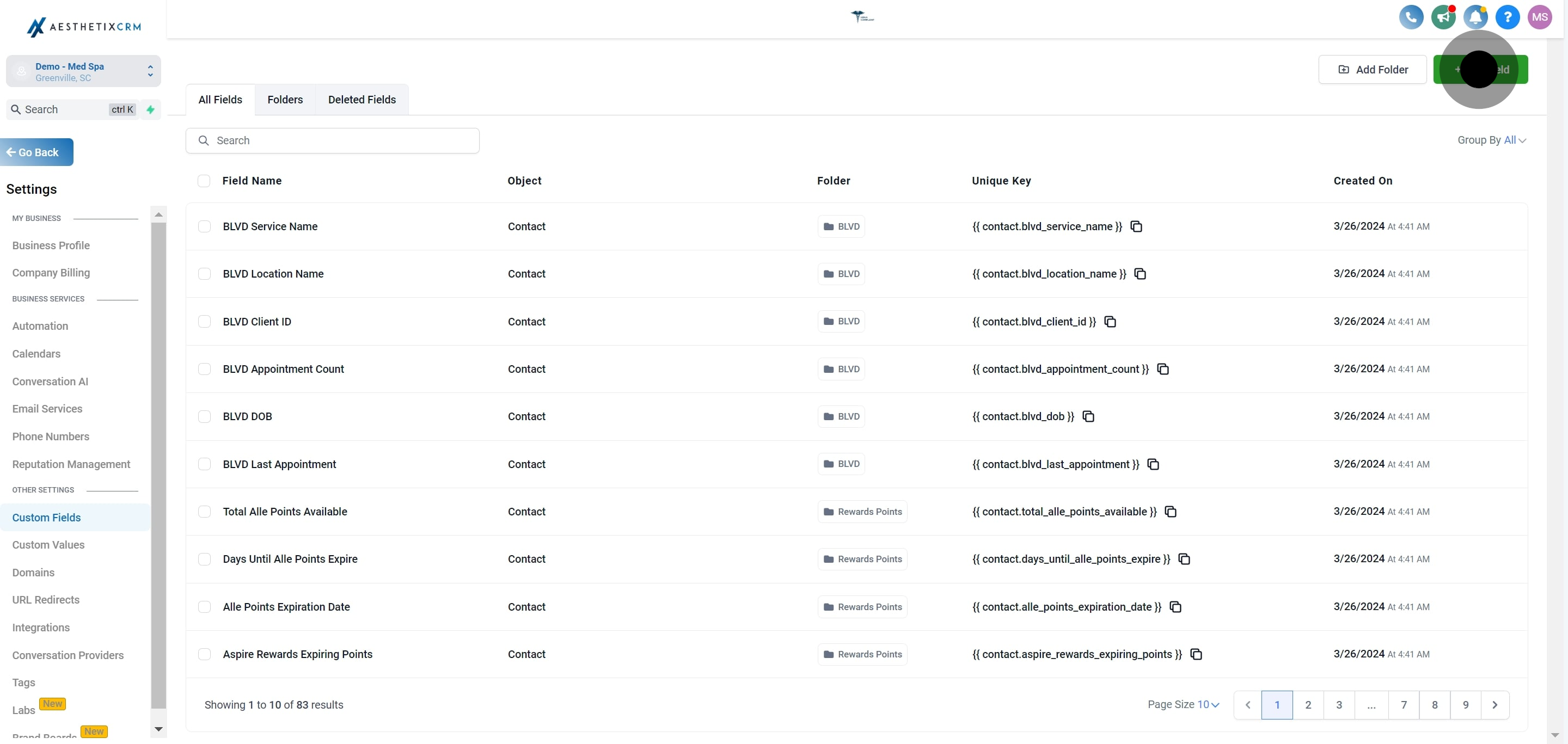 3 After, click on "Add Field".