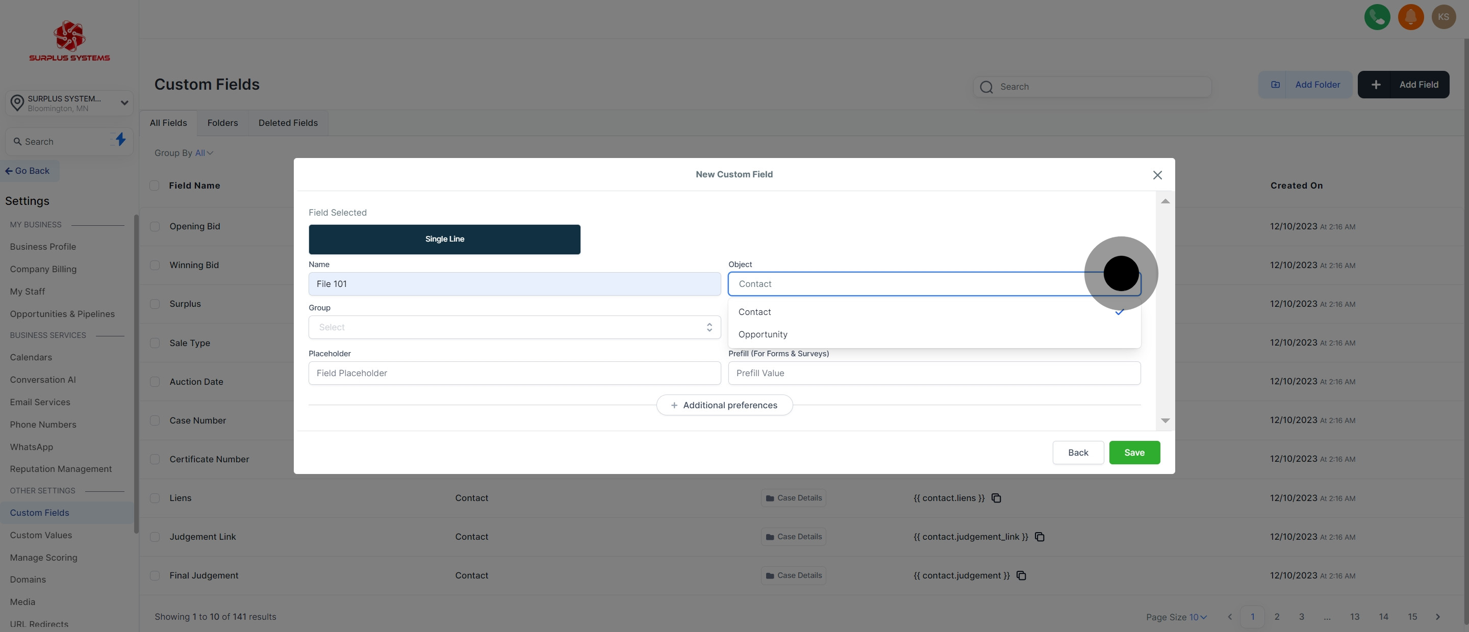 7 Then, click on "Field Selected".