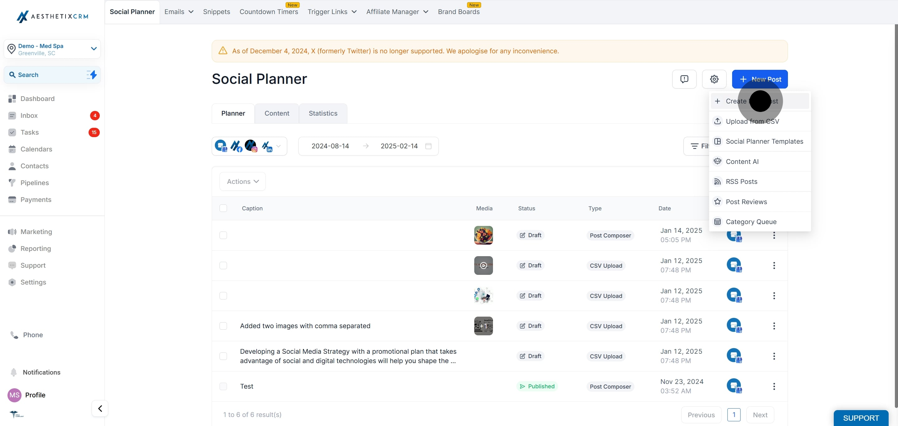 4 Next, click on "Create New Post".