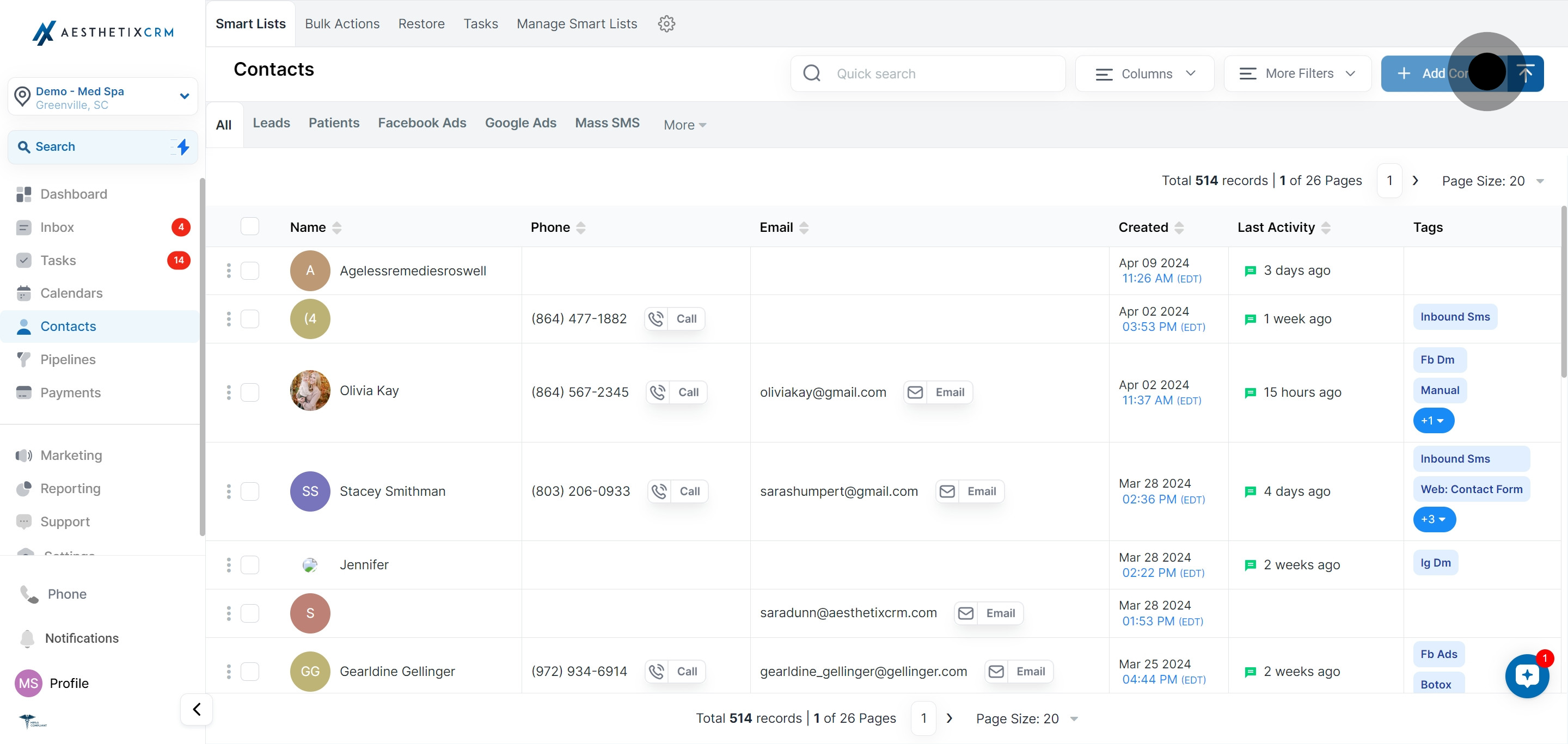 2 Click on "Add Contact".
