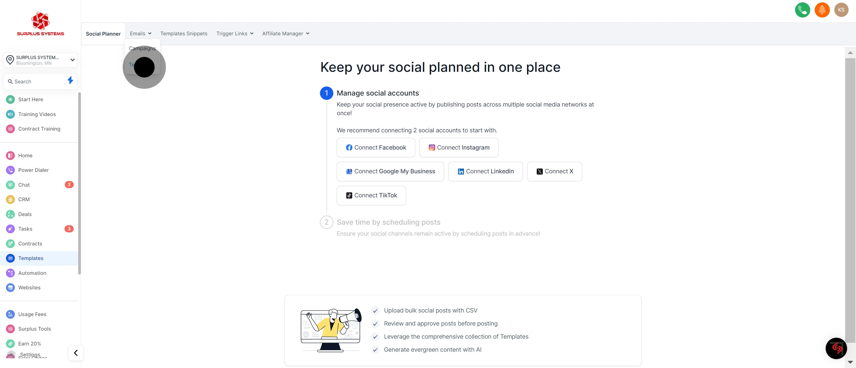 2 After, click on "Templates".