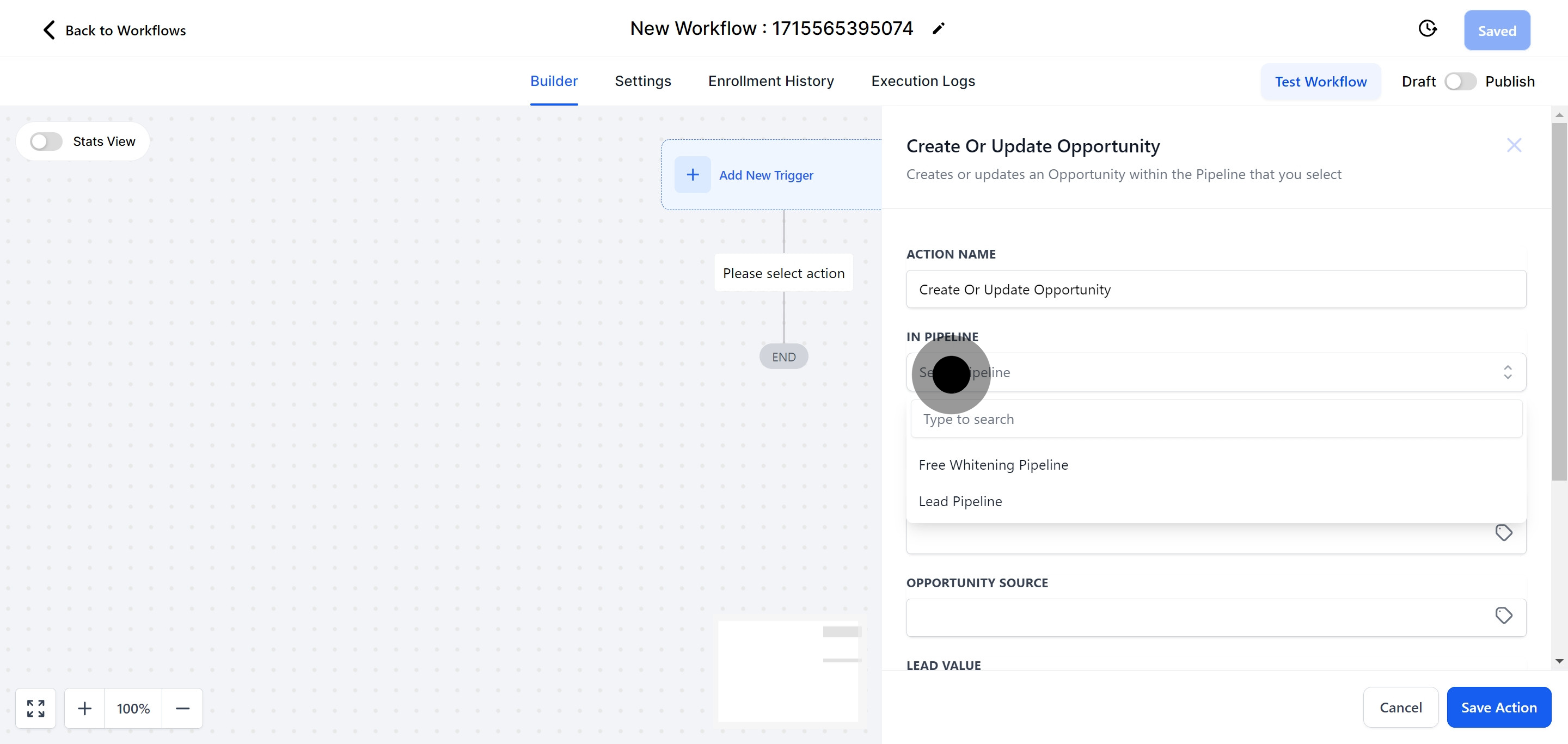7 Click on "Select Pipeline".