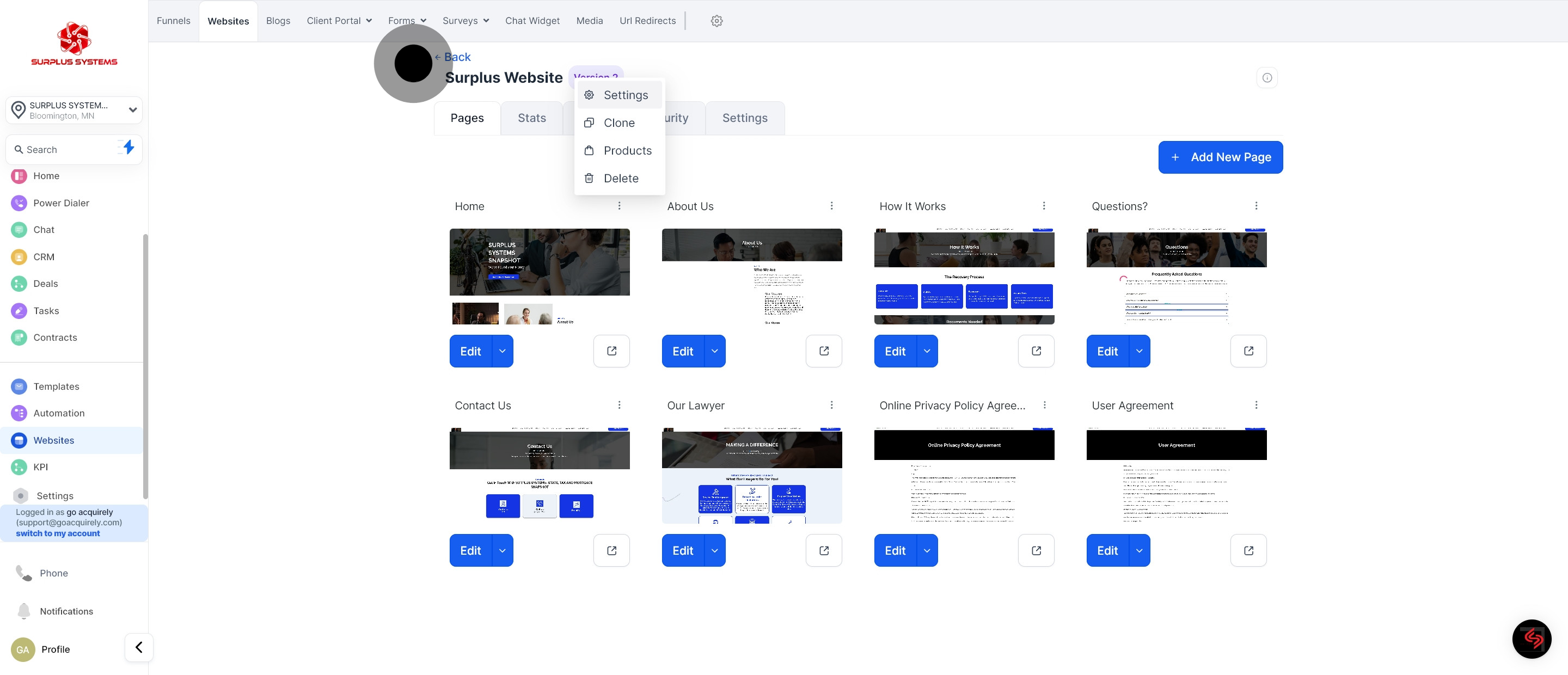 8 Click on "Settings".