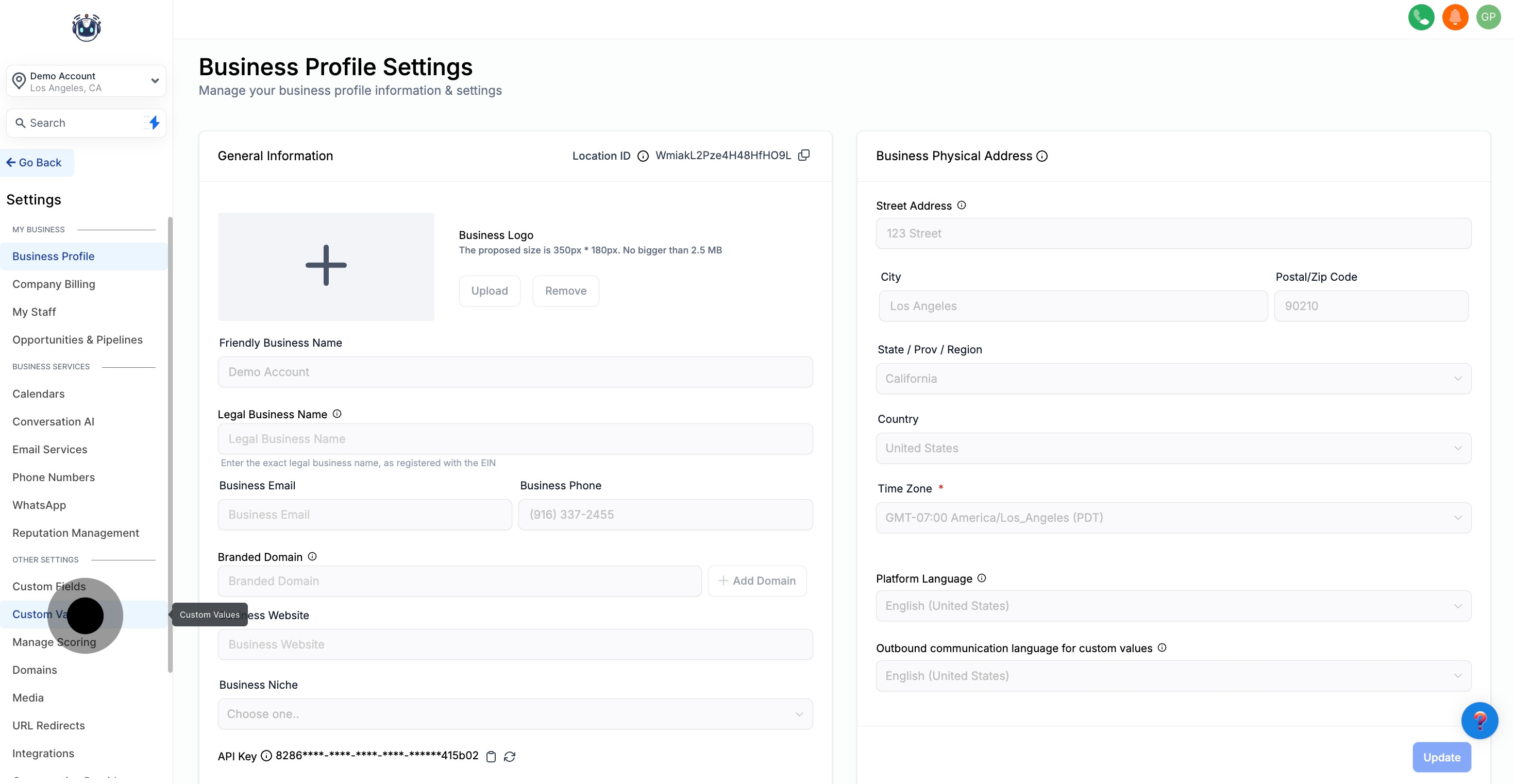 2 After that, click on "Custom Values".