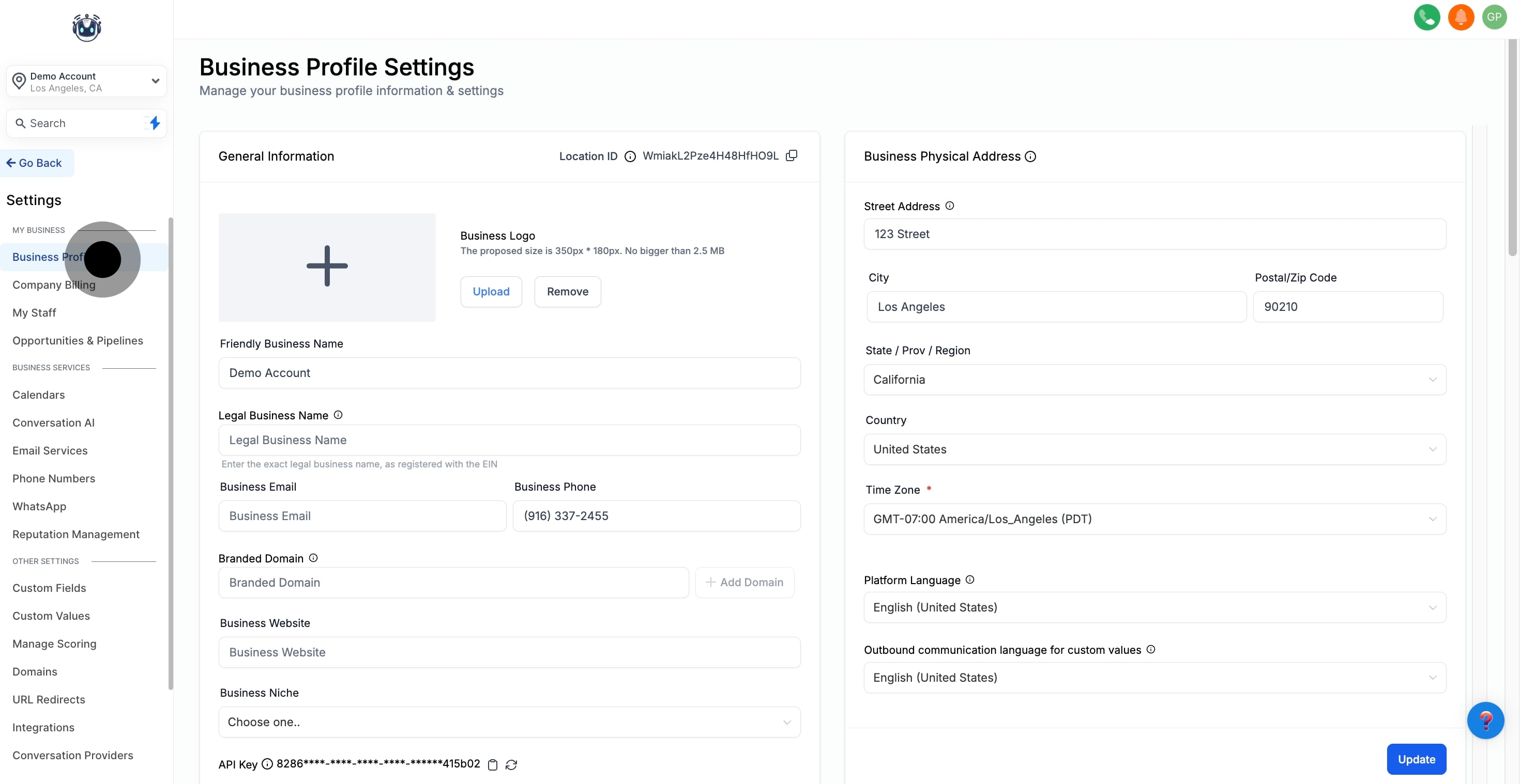 2 Following that, click on "Business Profile Settings".