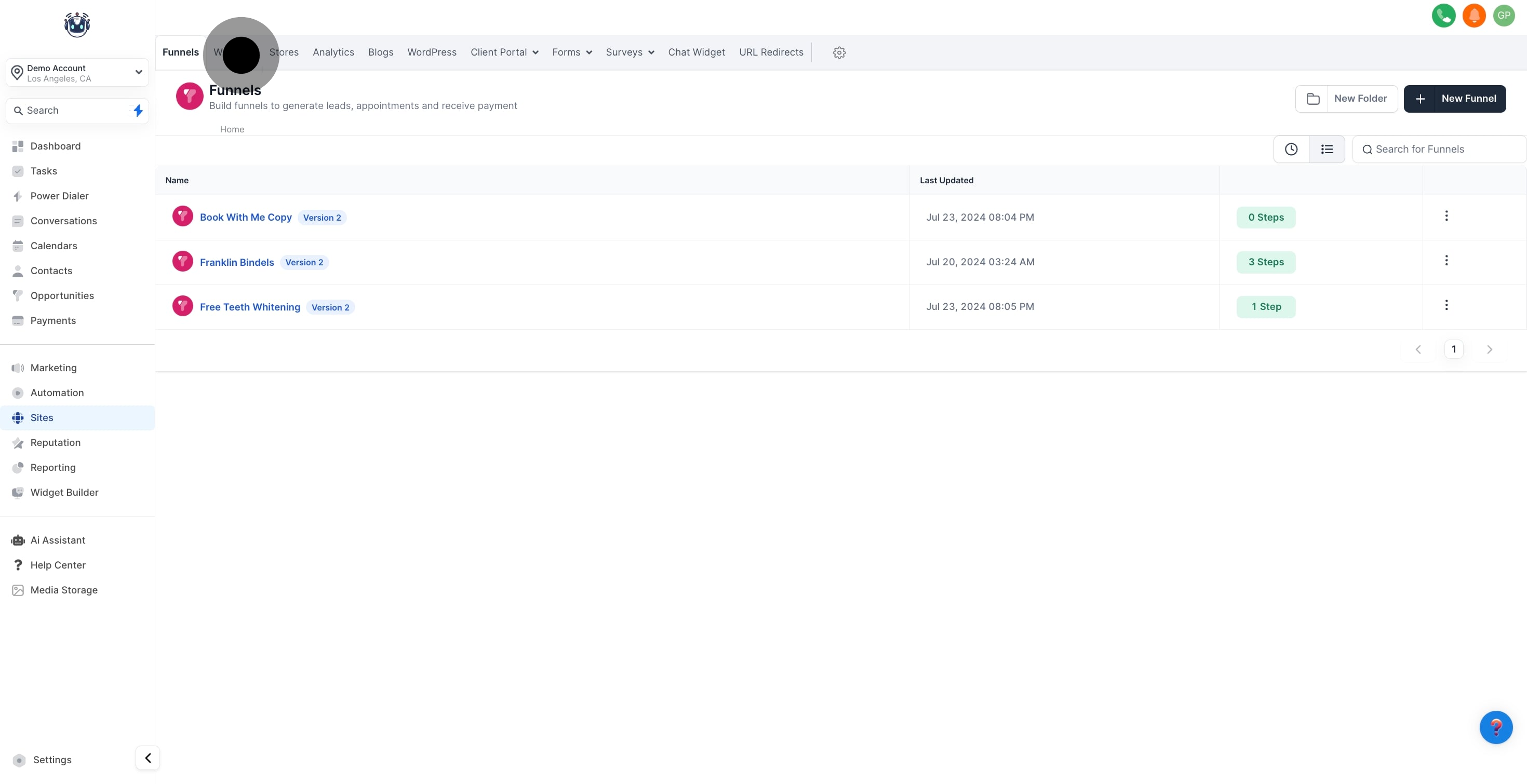 2 Click on "Websites".
