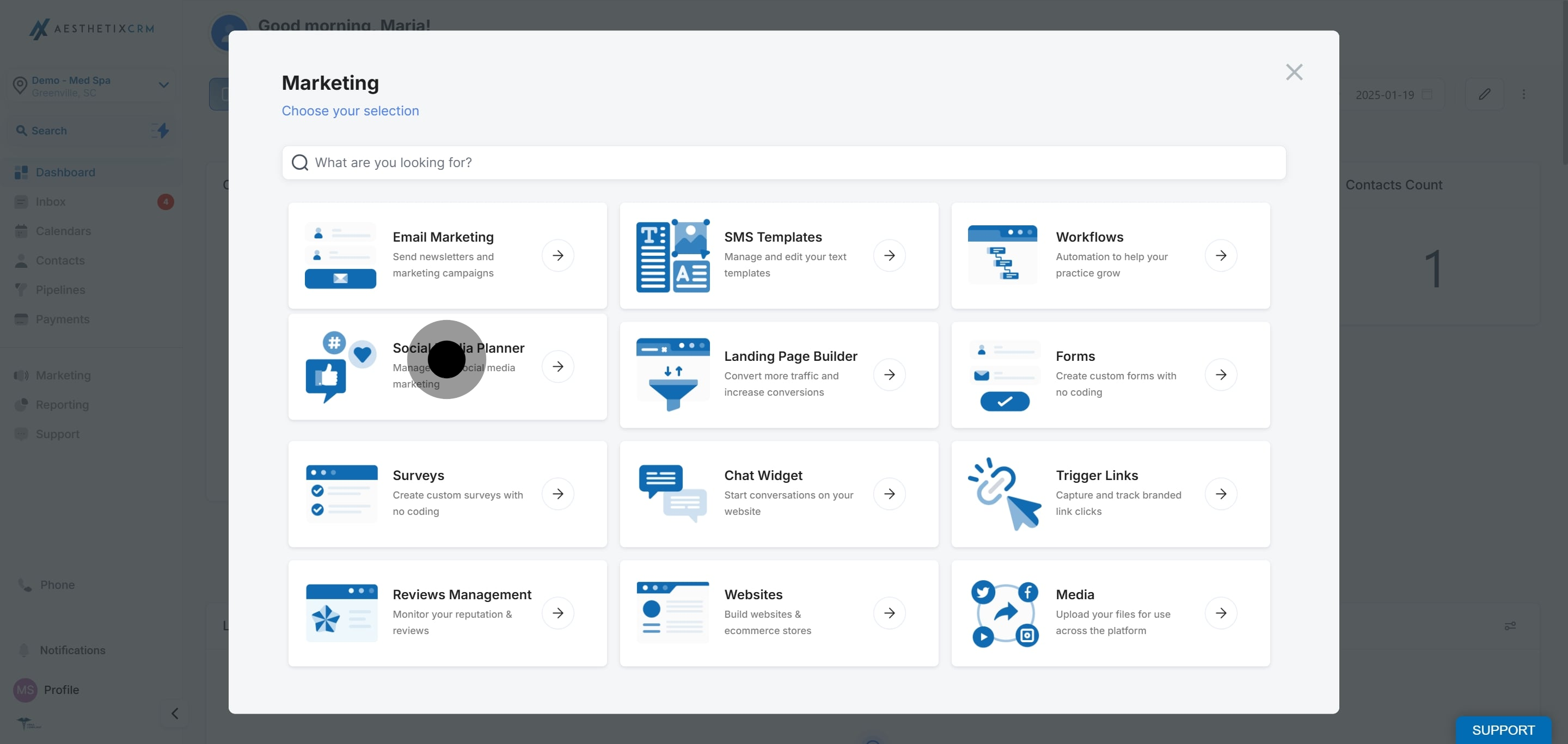 2 Click on "Manage your social media marketing".