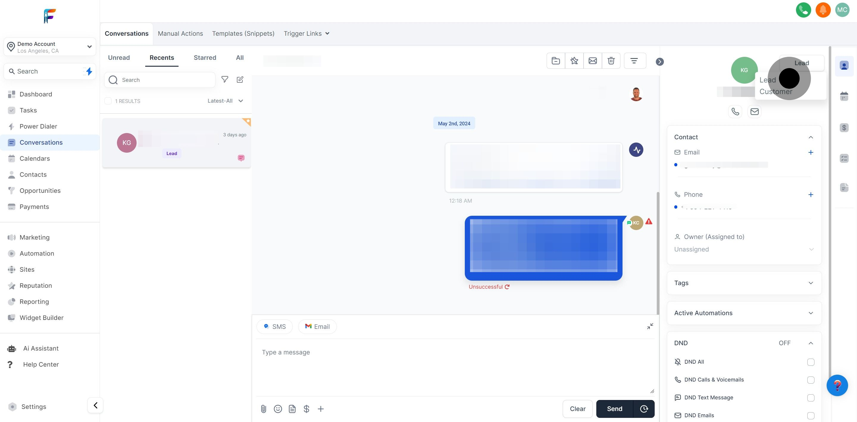 3 Following that, click on "Lead".