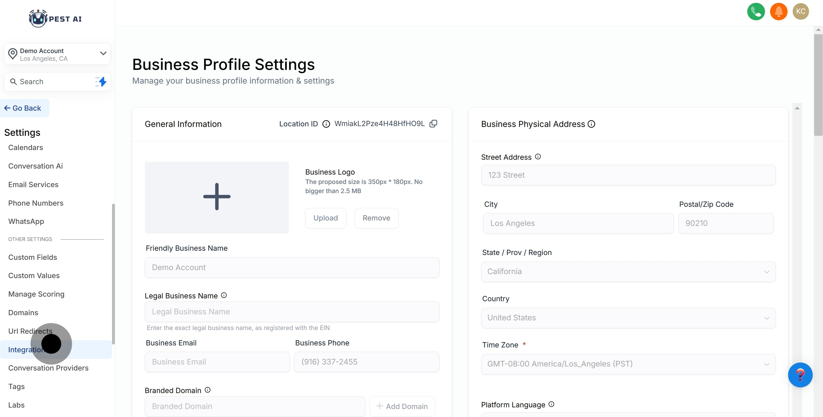 2 Click on "Integrations".