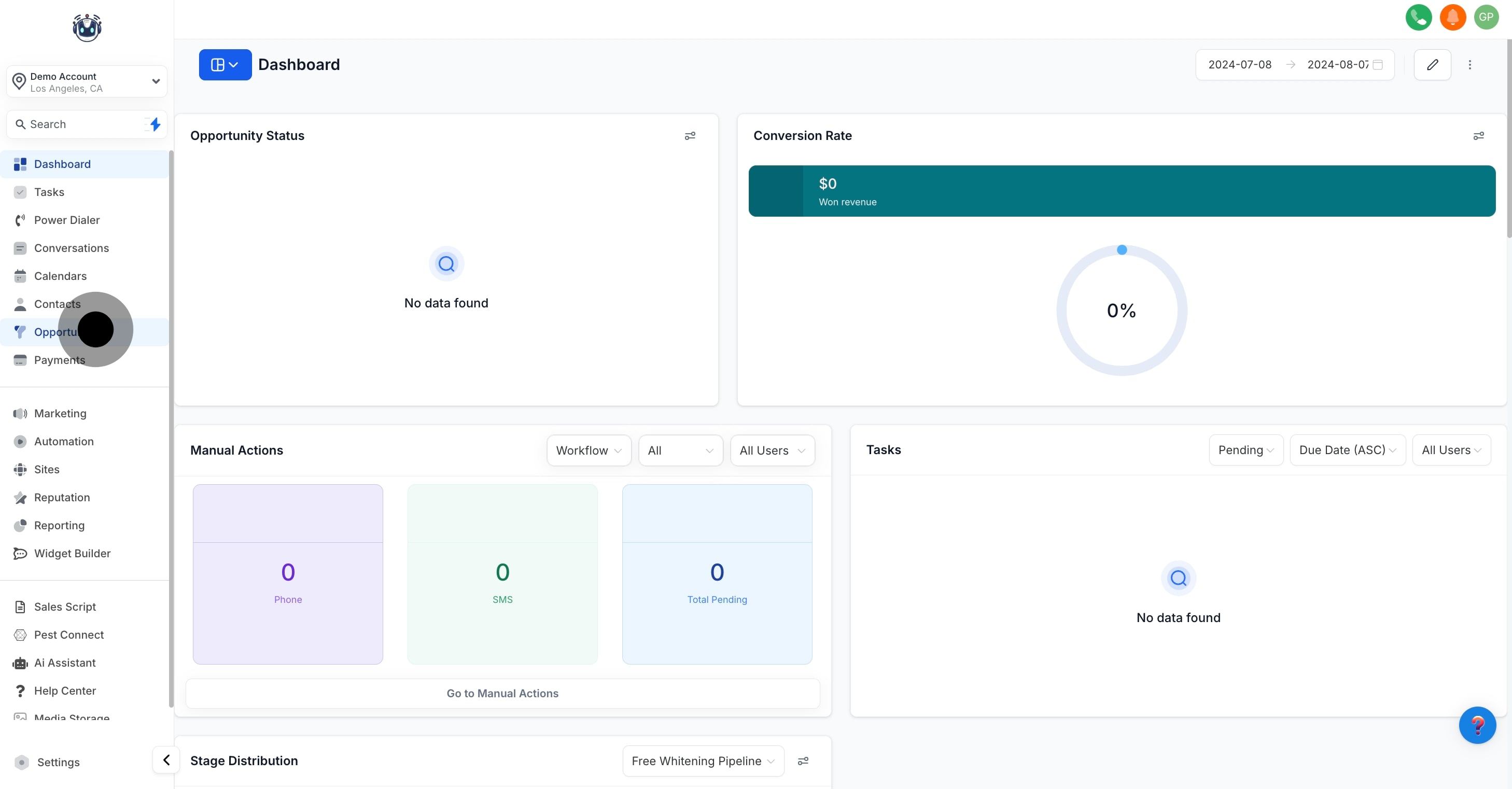 1 Firstly, click on "Opportunities".