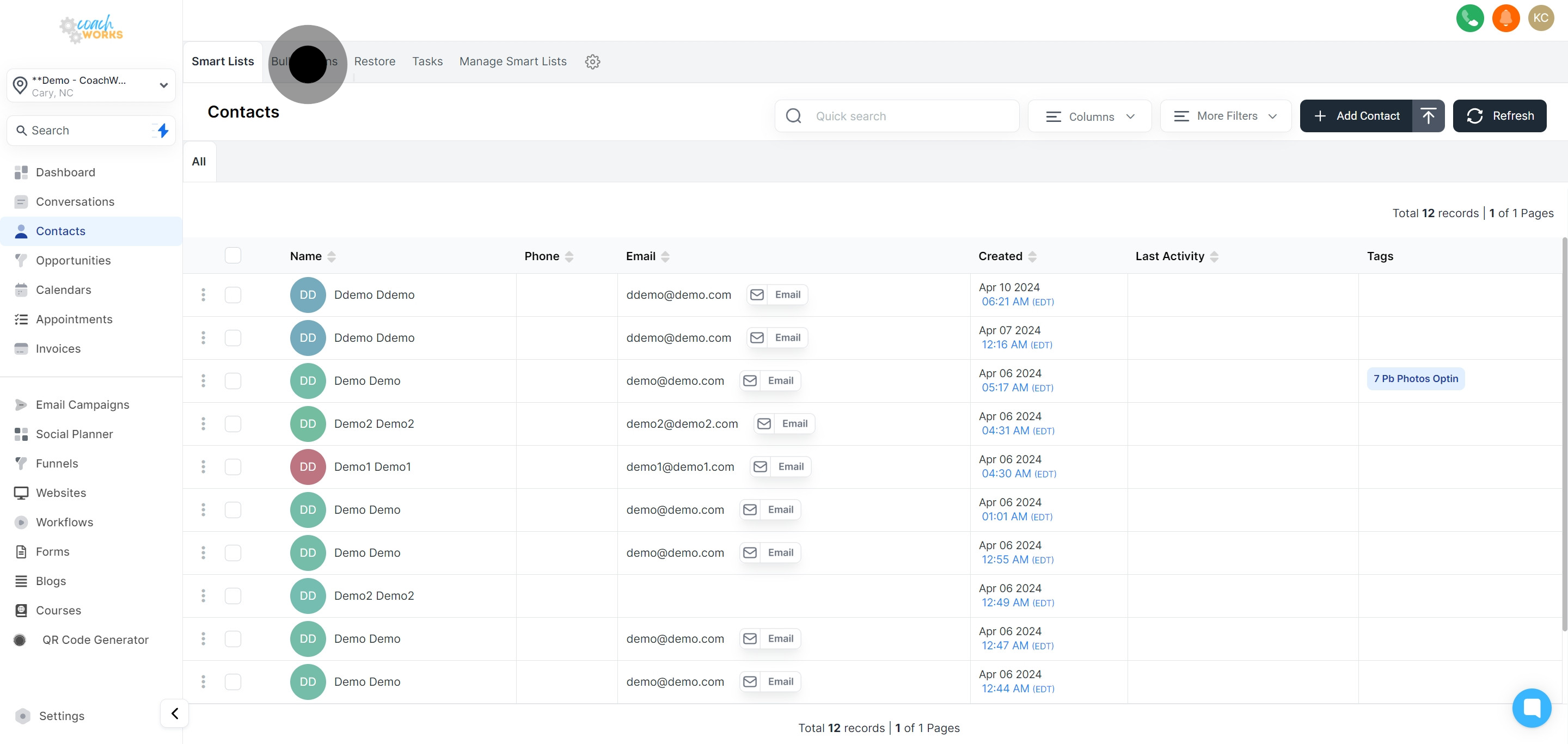 2 Click on "Bulk Actions".