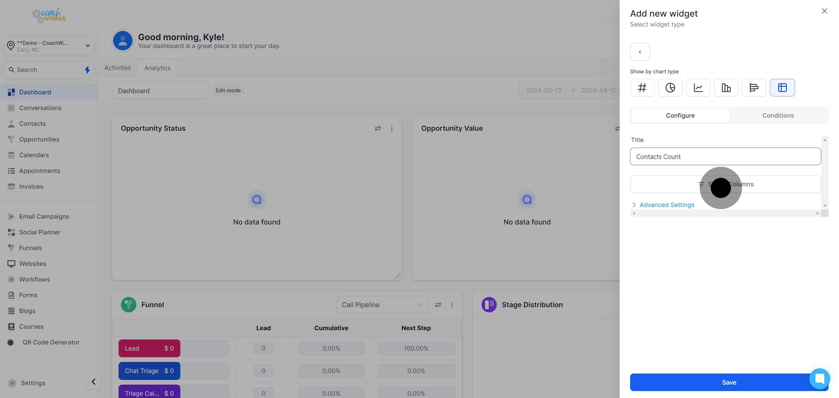 11 Click on "Select Columns".