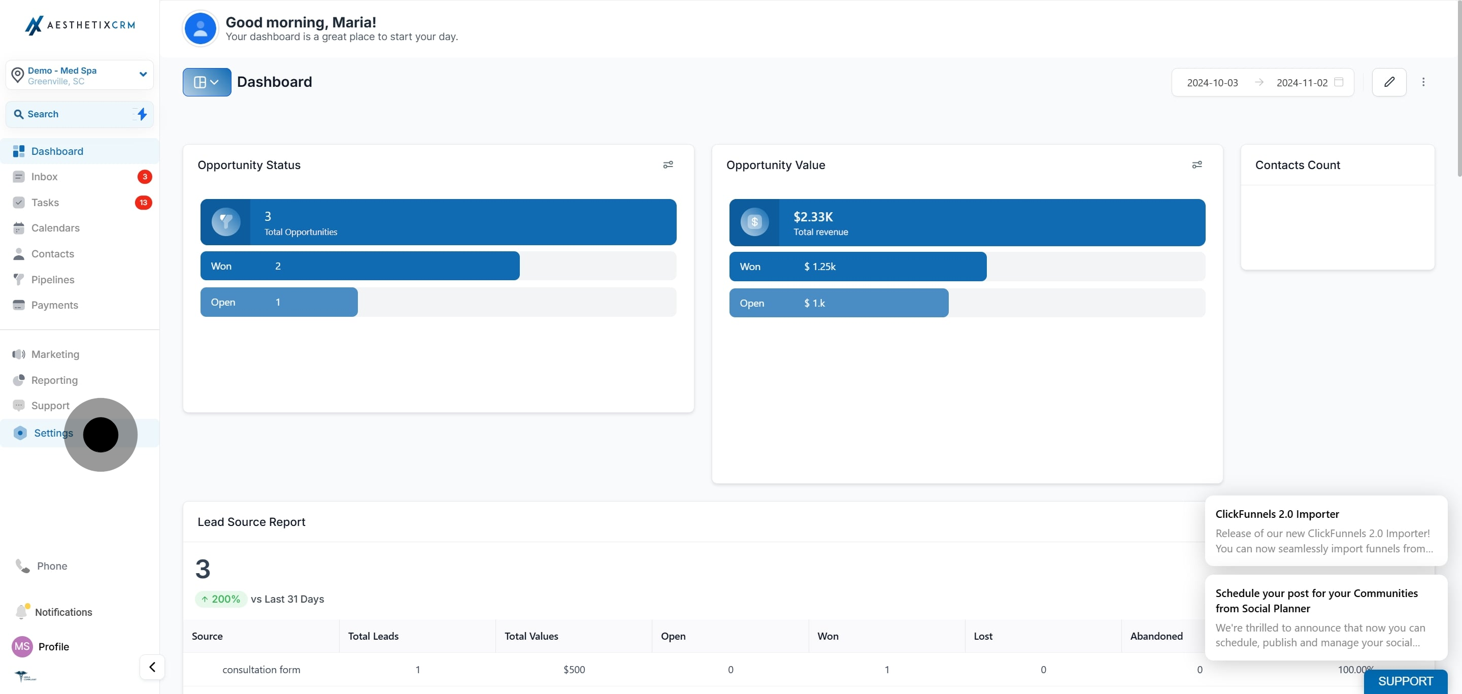 1 To get started, click on the element.