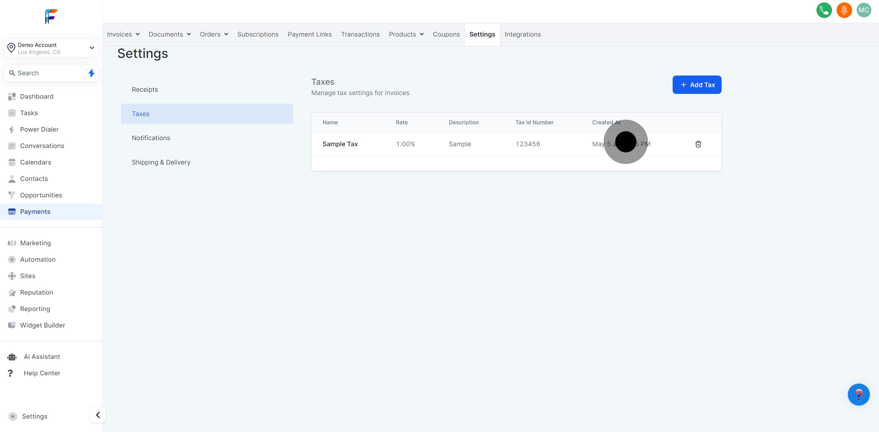 9 Click on "Created At".