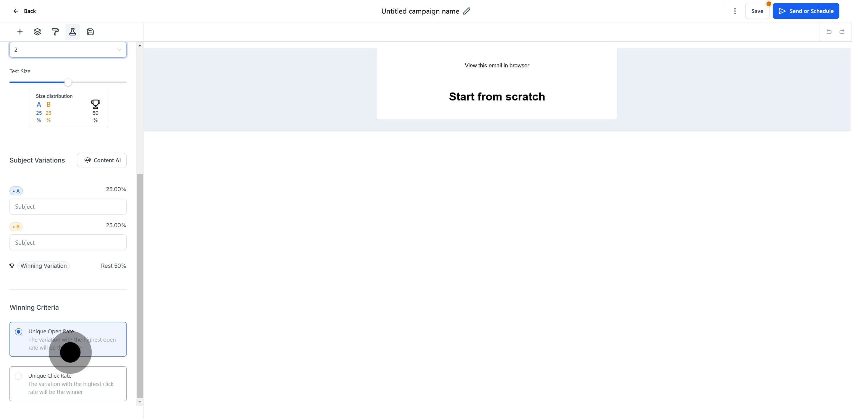 11 Click on "Winning Criteria".