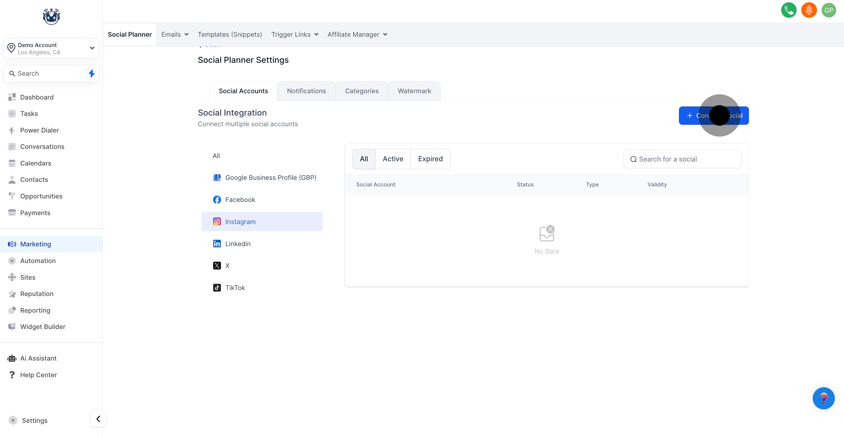 4 Next, click on "Connect Social".