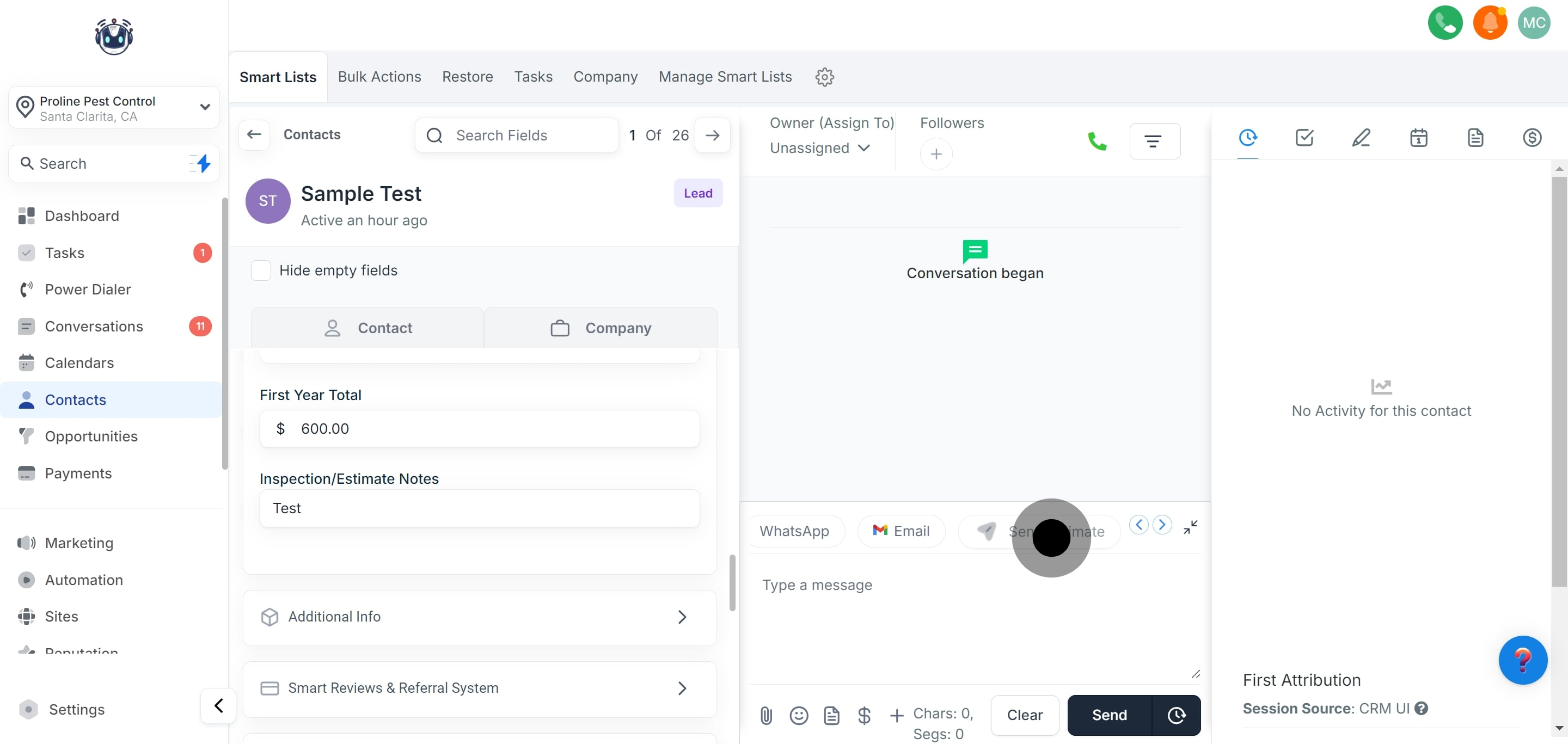 13 Click on "Send Estimate".