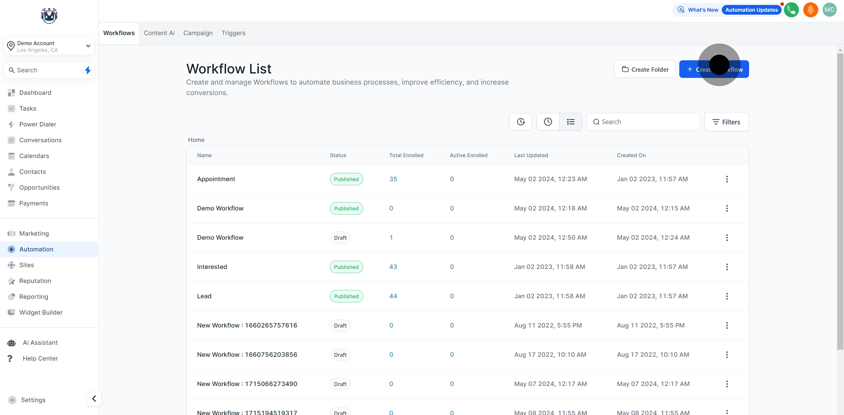 2 Then, click on "Create Workflow".