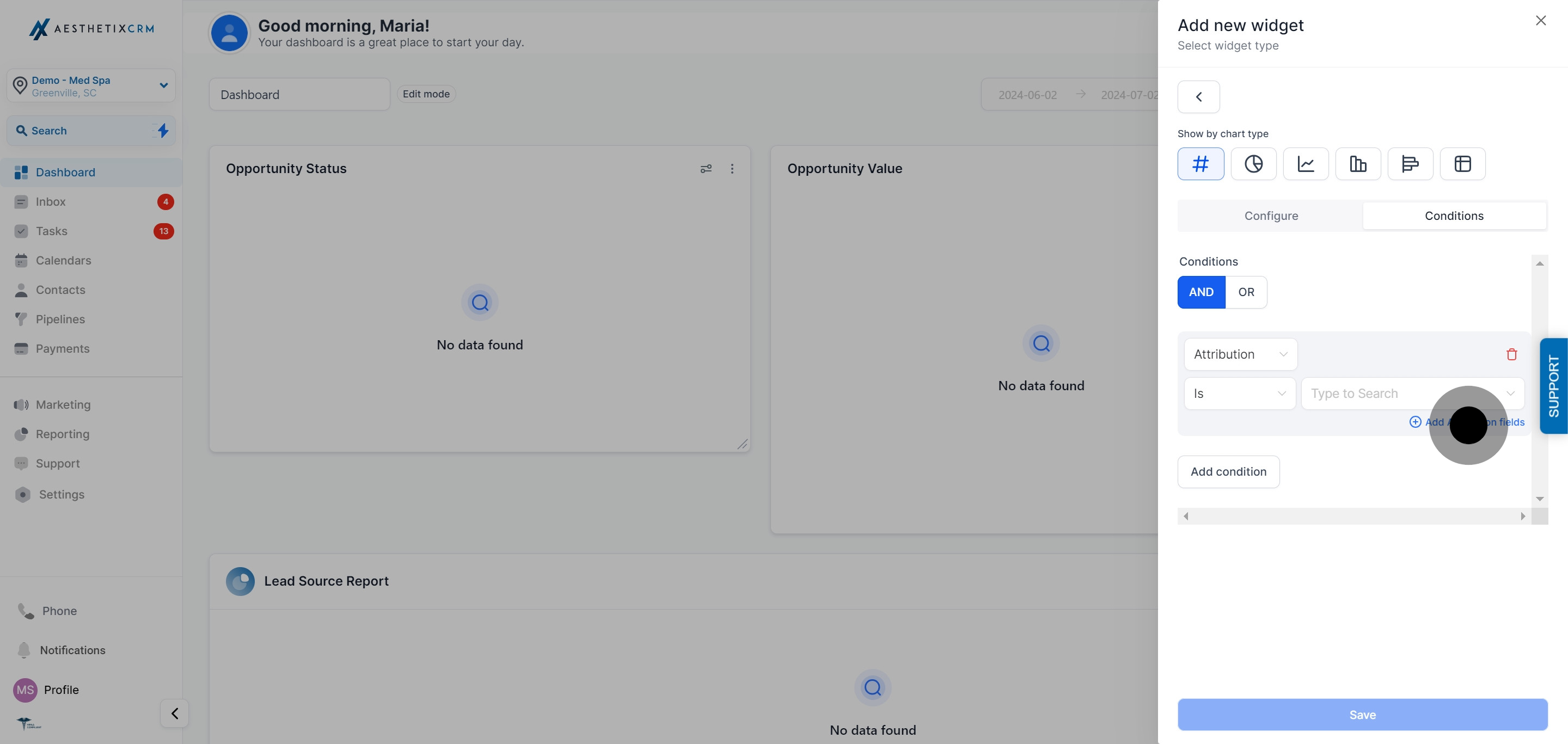 9 Next, click on "Add Attribution fields".