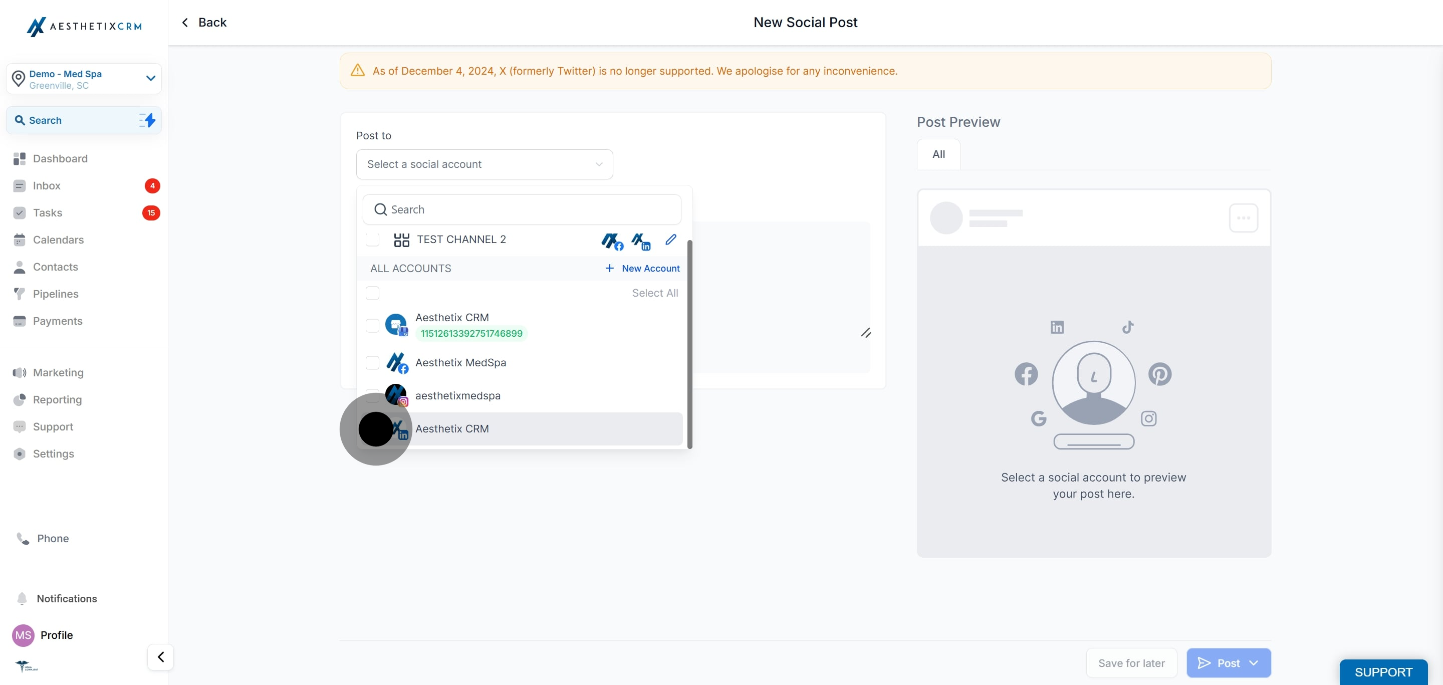 5 Click on "Aesthetix CRM".
