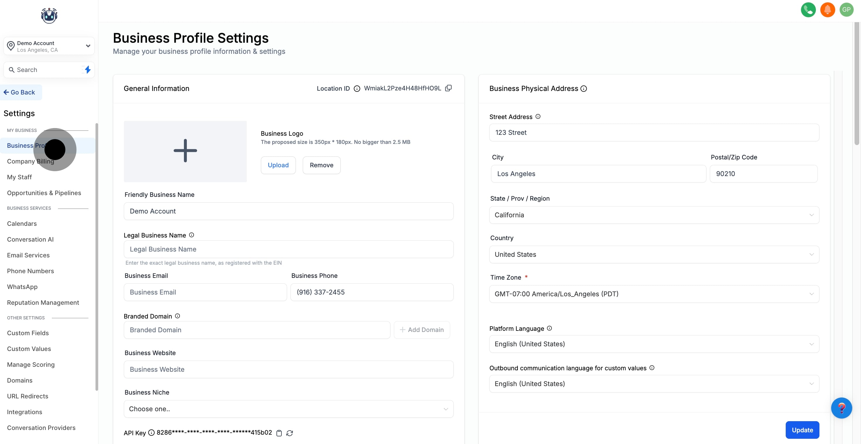 2 Following that, click on "Business Profile Settings".